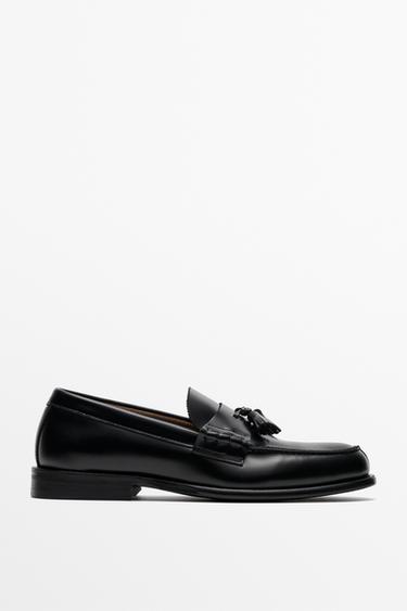 Leather tassel loafer — BLACK 1