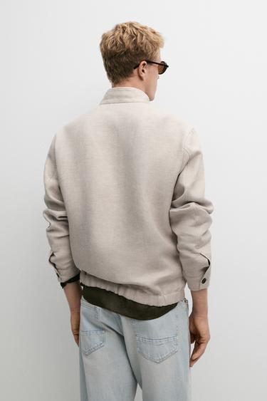 100% linen total look jacket with pockets — CREAM 5