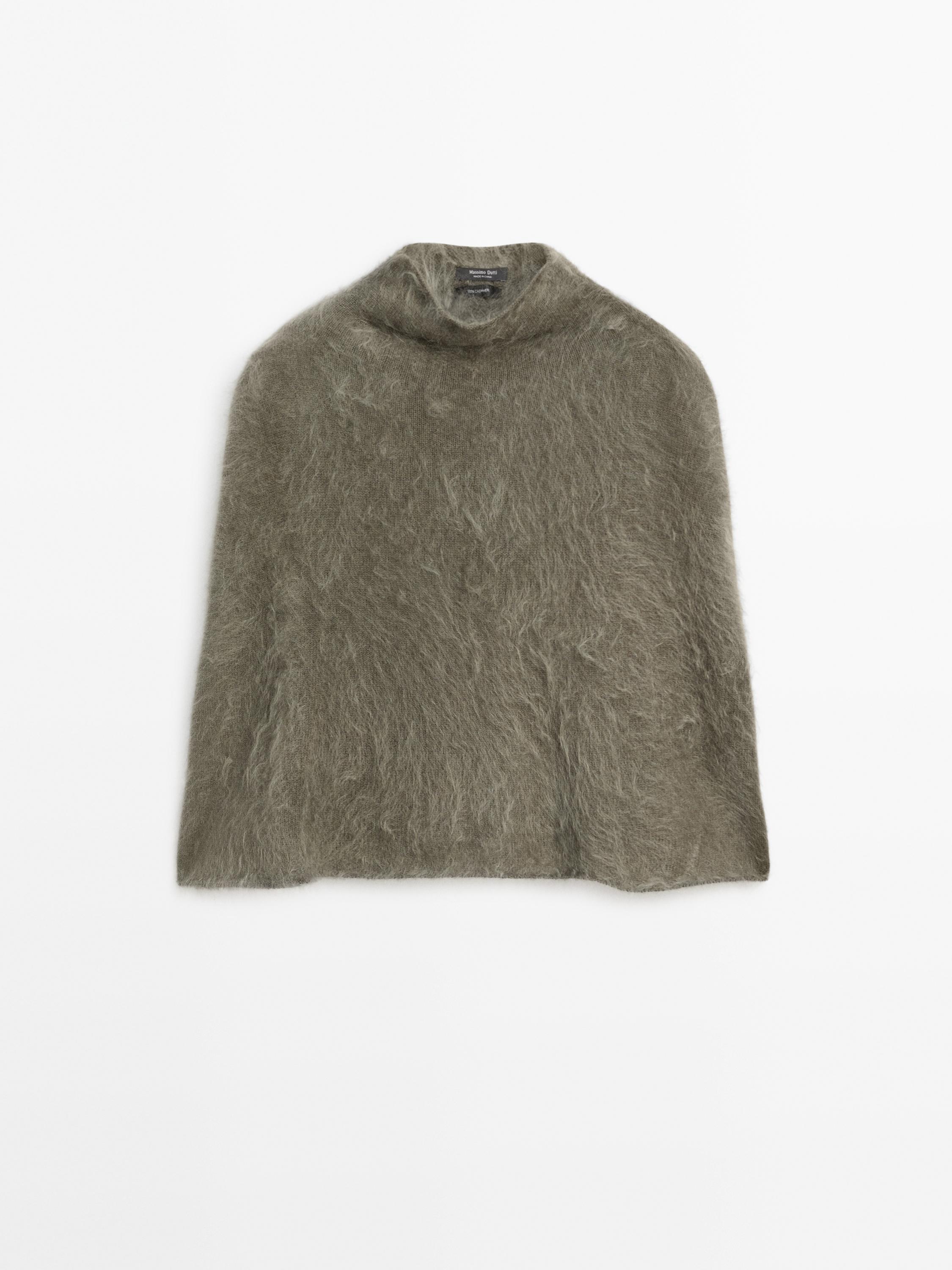 Gebürstetes Cape aus 100 % Kaschmir