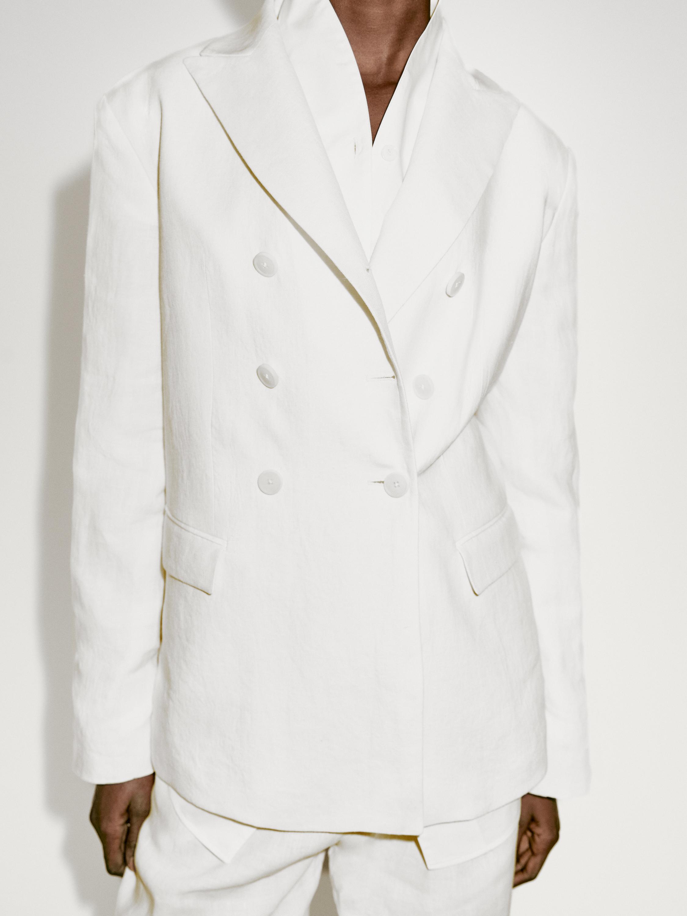Fitted double-breasted linen blazer - Limited Edition