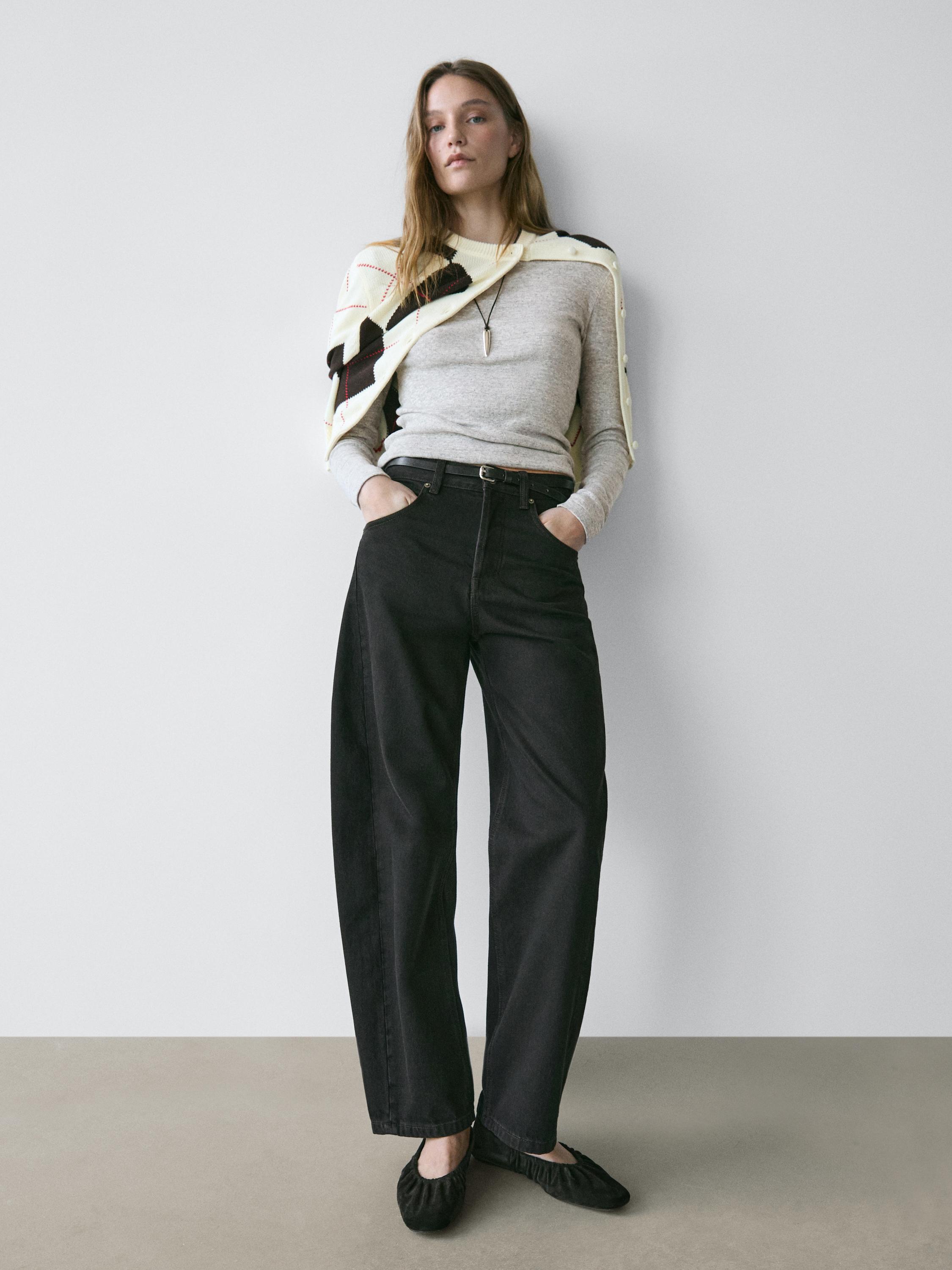 Keskmise vöökohaga balloon fit teksad