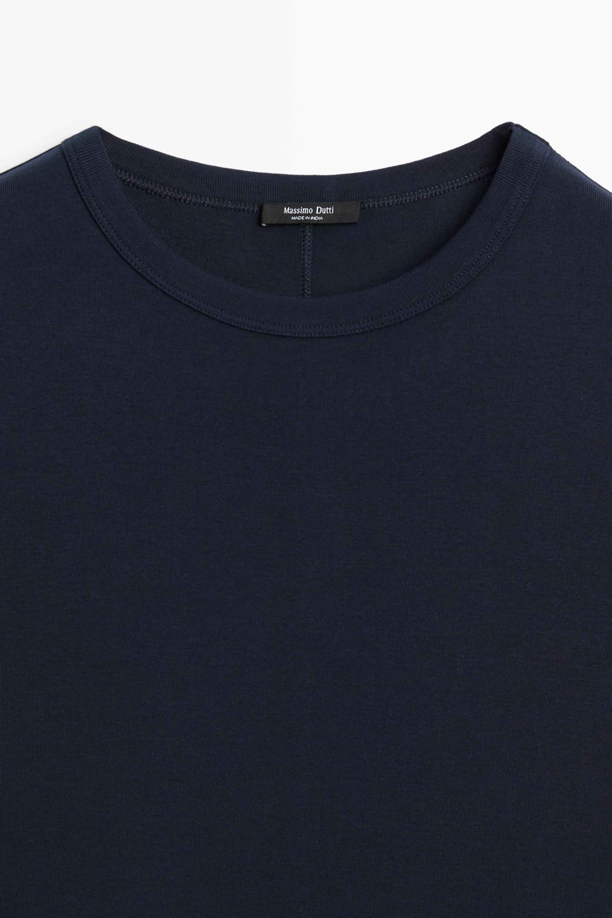 Ribbed short sleeve T-shirt — NAVY BLUE