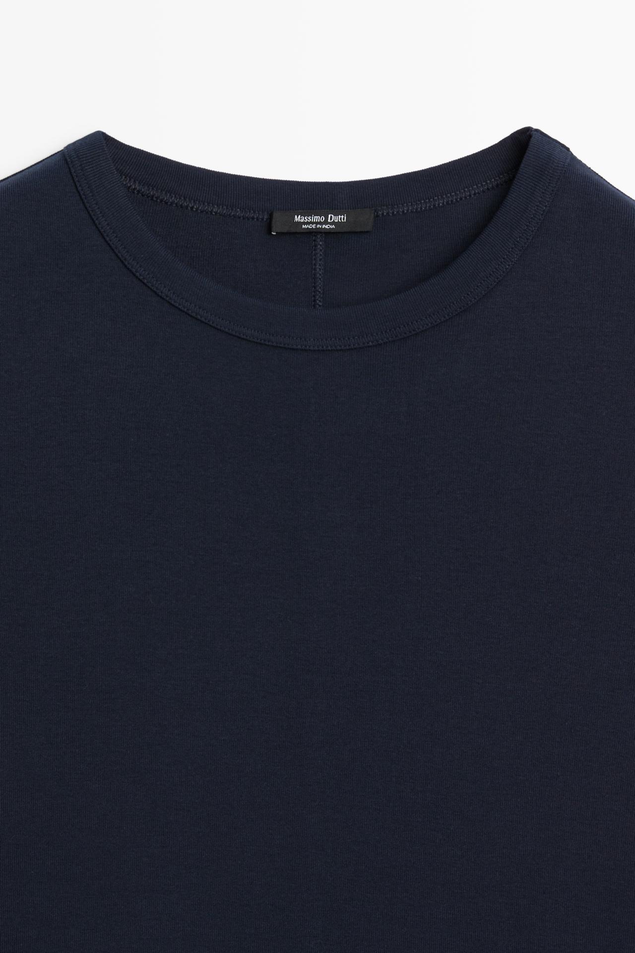 Ribbed short sleeve T-shirt — NAVY BLUE