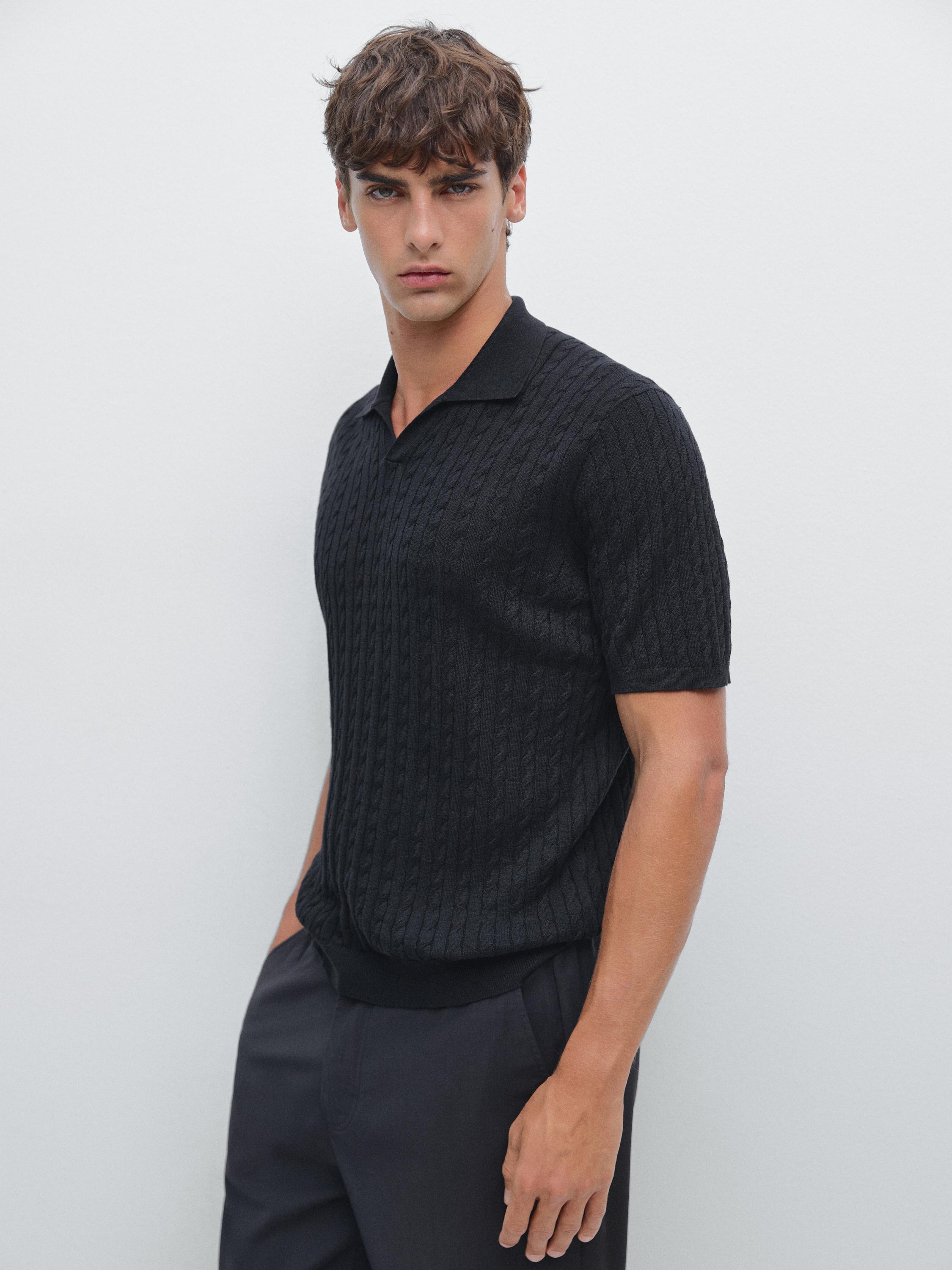 Polo in maglia intrecciata