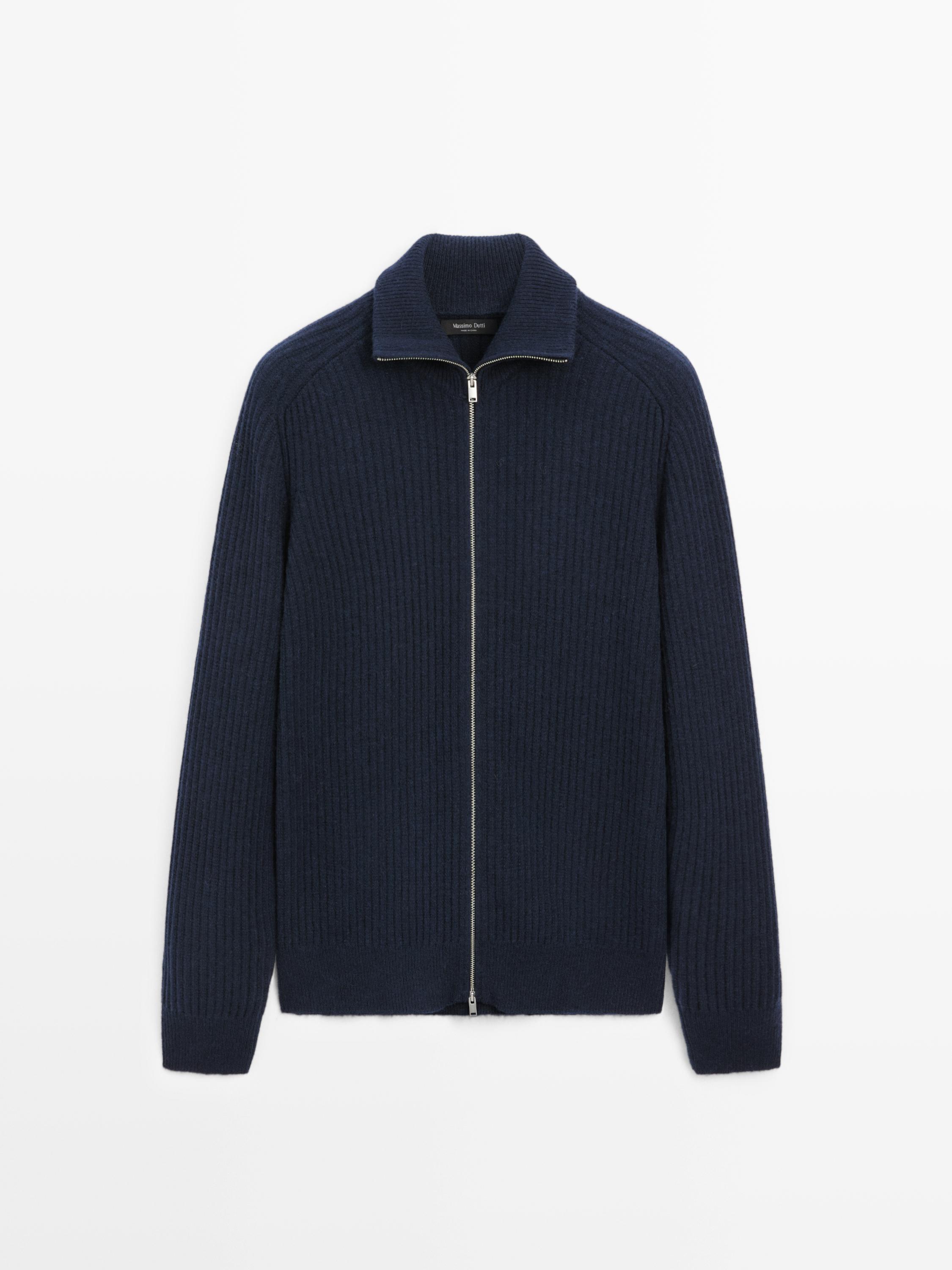 Wool blend cardigan with zip