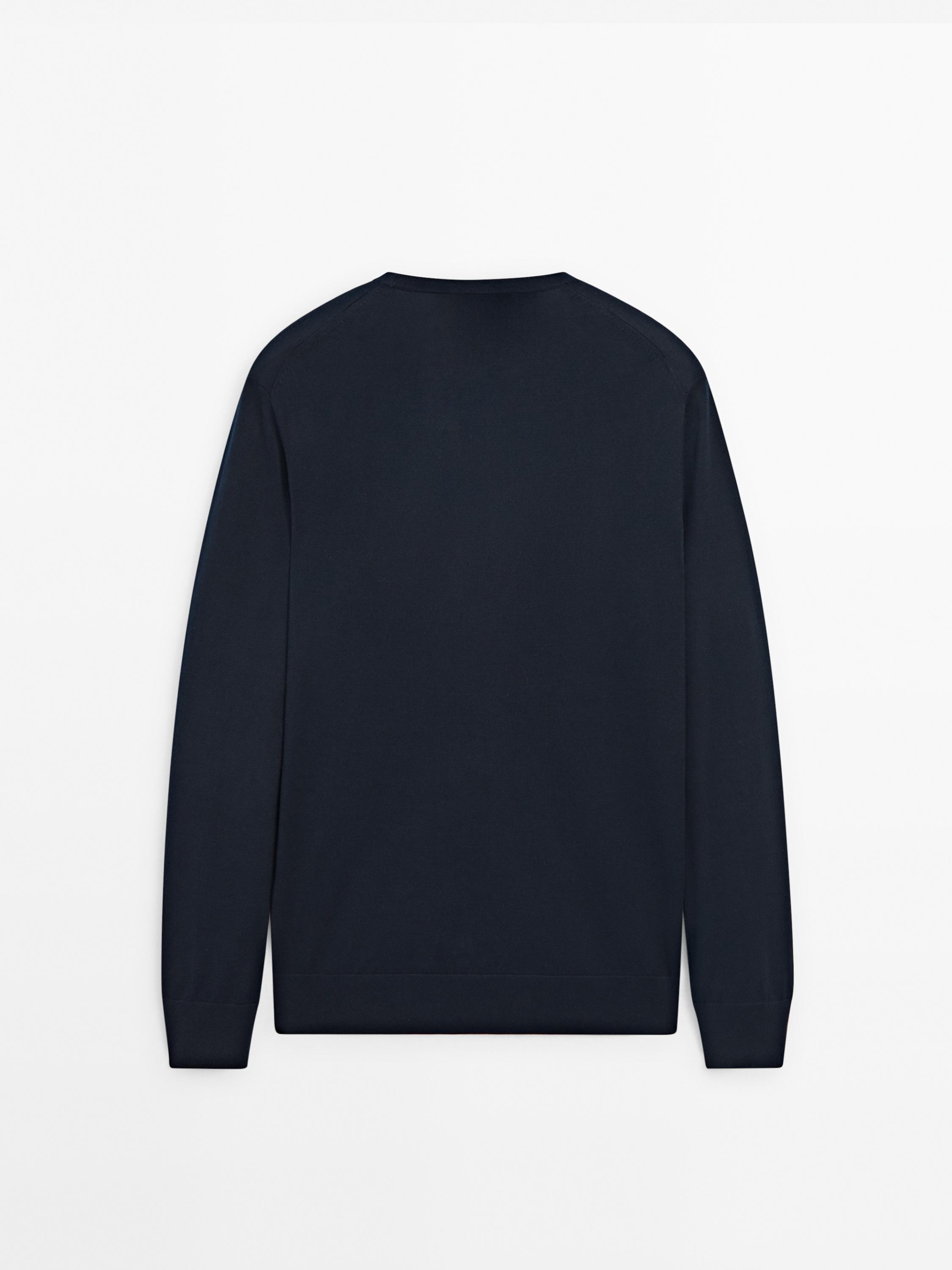 Long sleeve cotton knit sweater