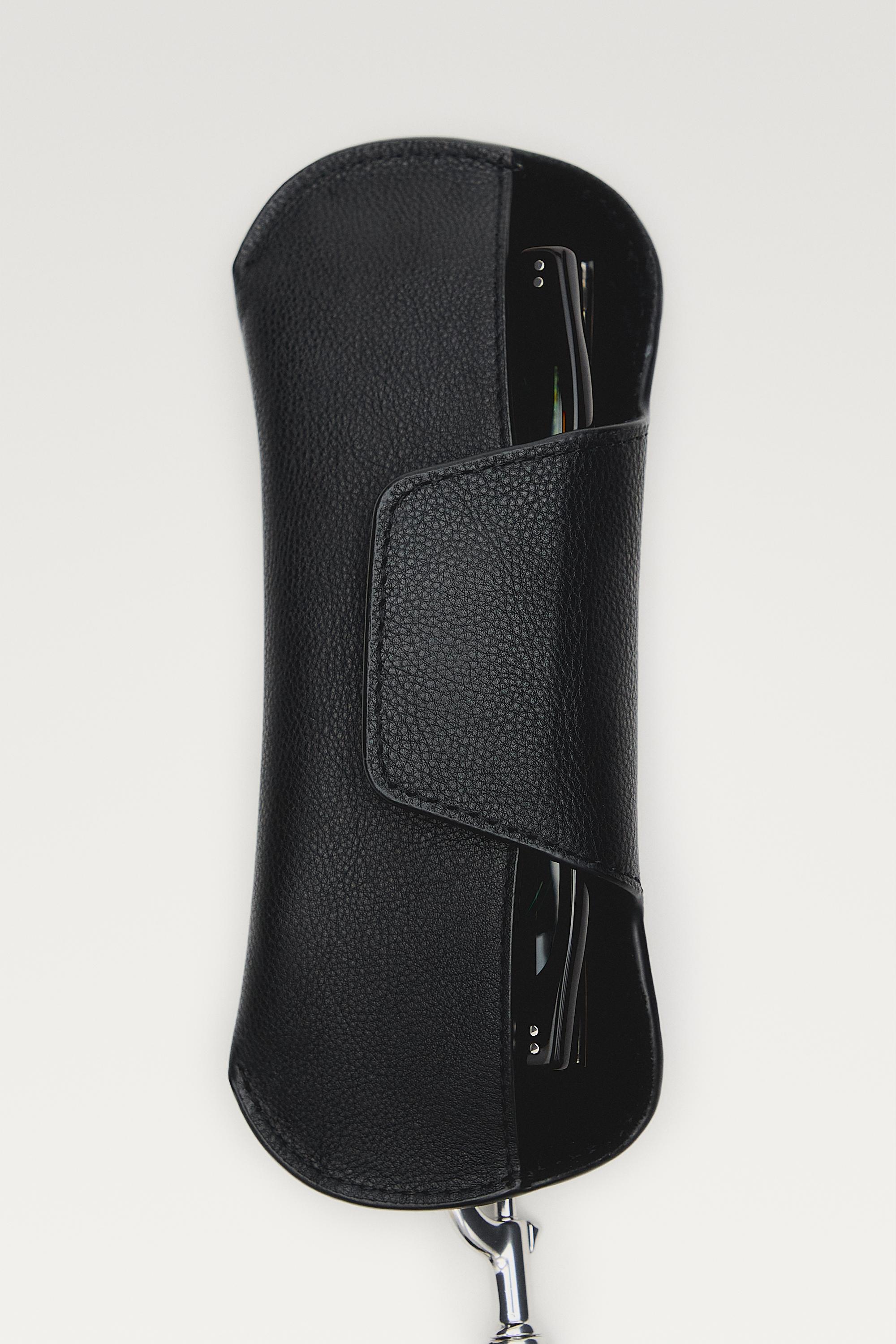 Nappa leather sunglasses case — BLACK