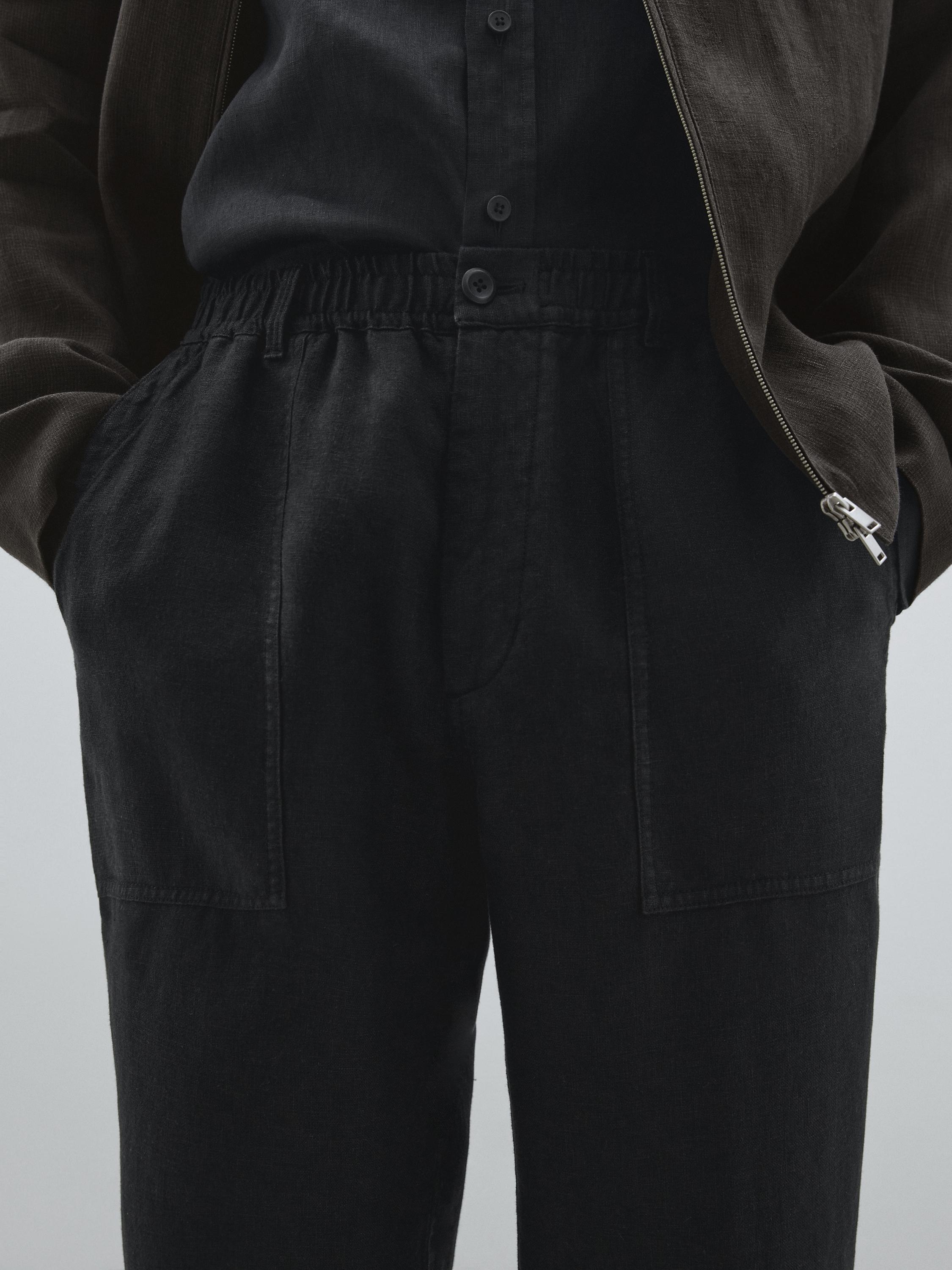 100% linen jogger fit trousers