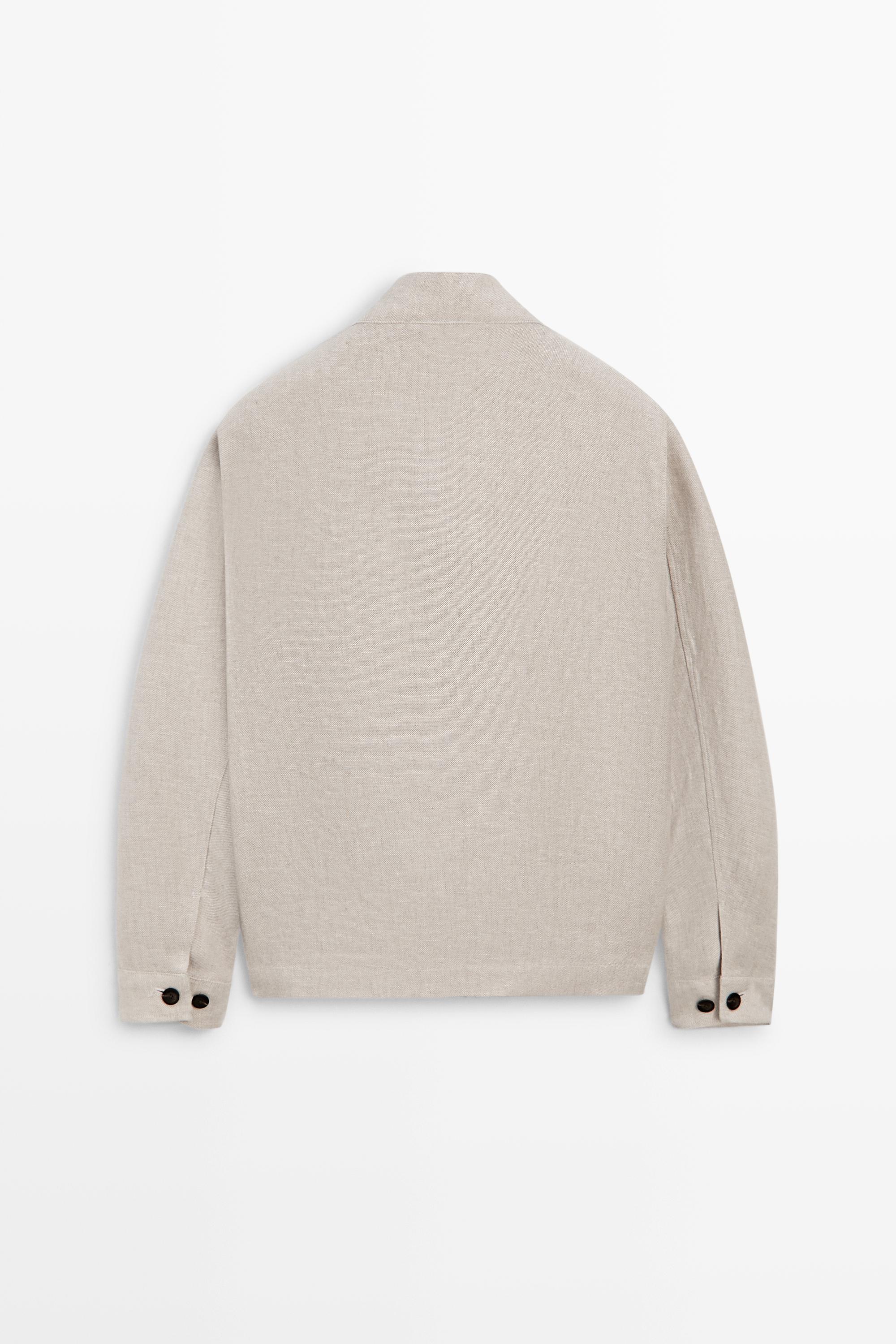 100% linen total look jacket with pockets — CREAM