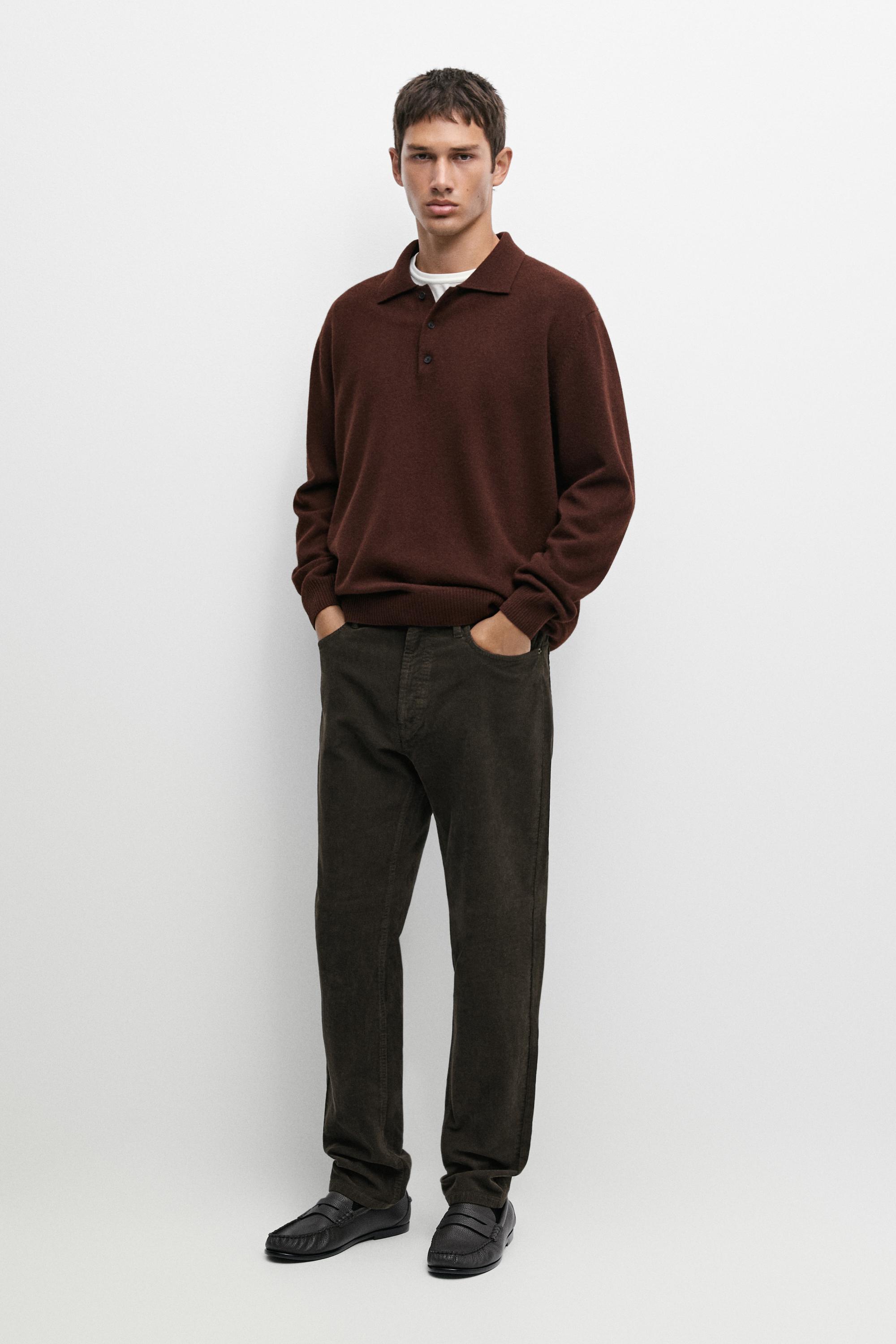 Wool cashmere blend polo sweater