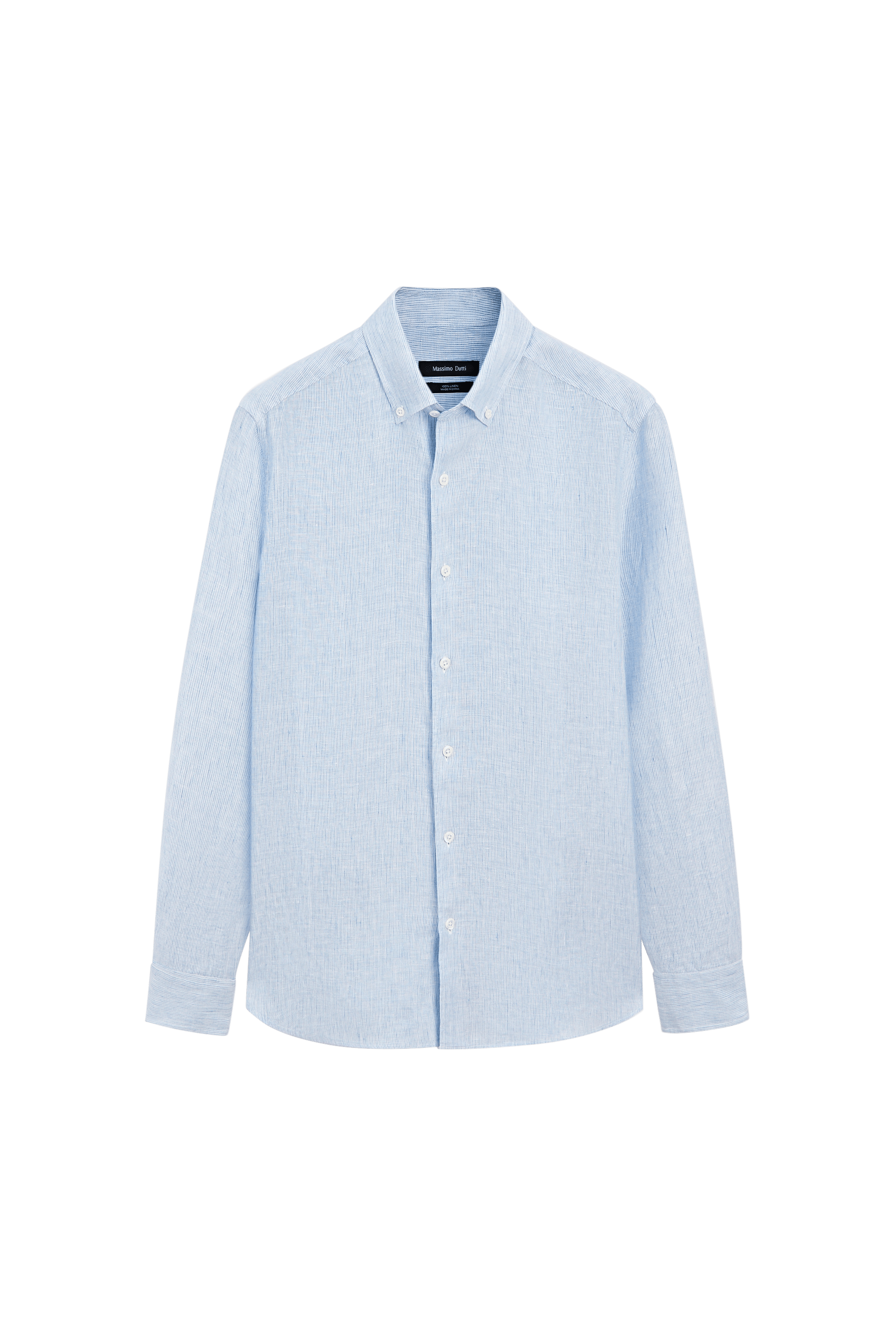 Massimo Dutti Regular fit çizgili %100 keten gömlek görsel 2