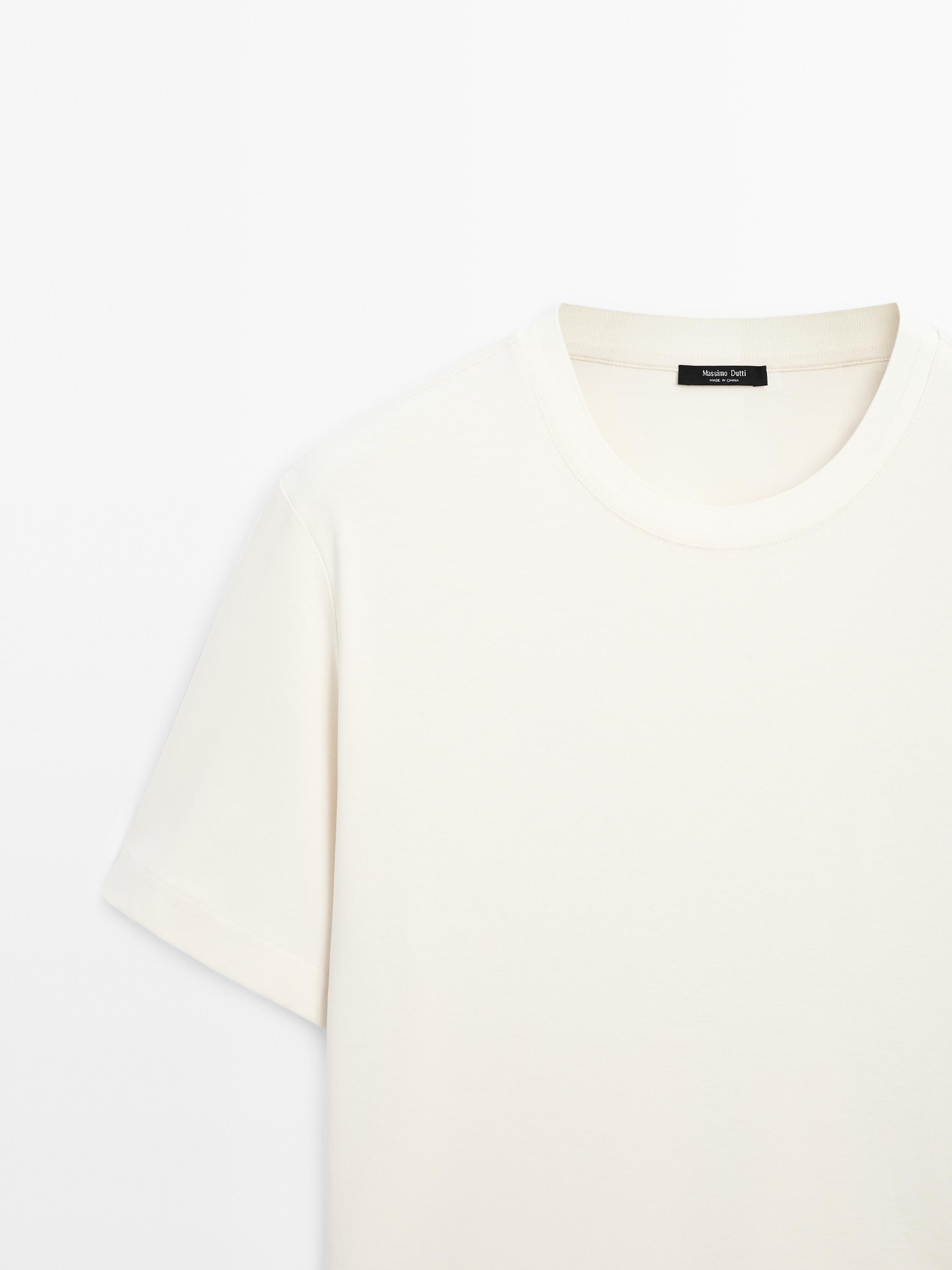 Ribbed neck detail cotton T-shirt