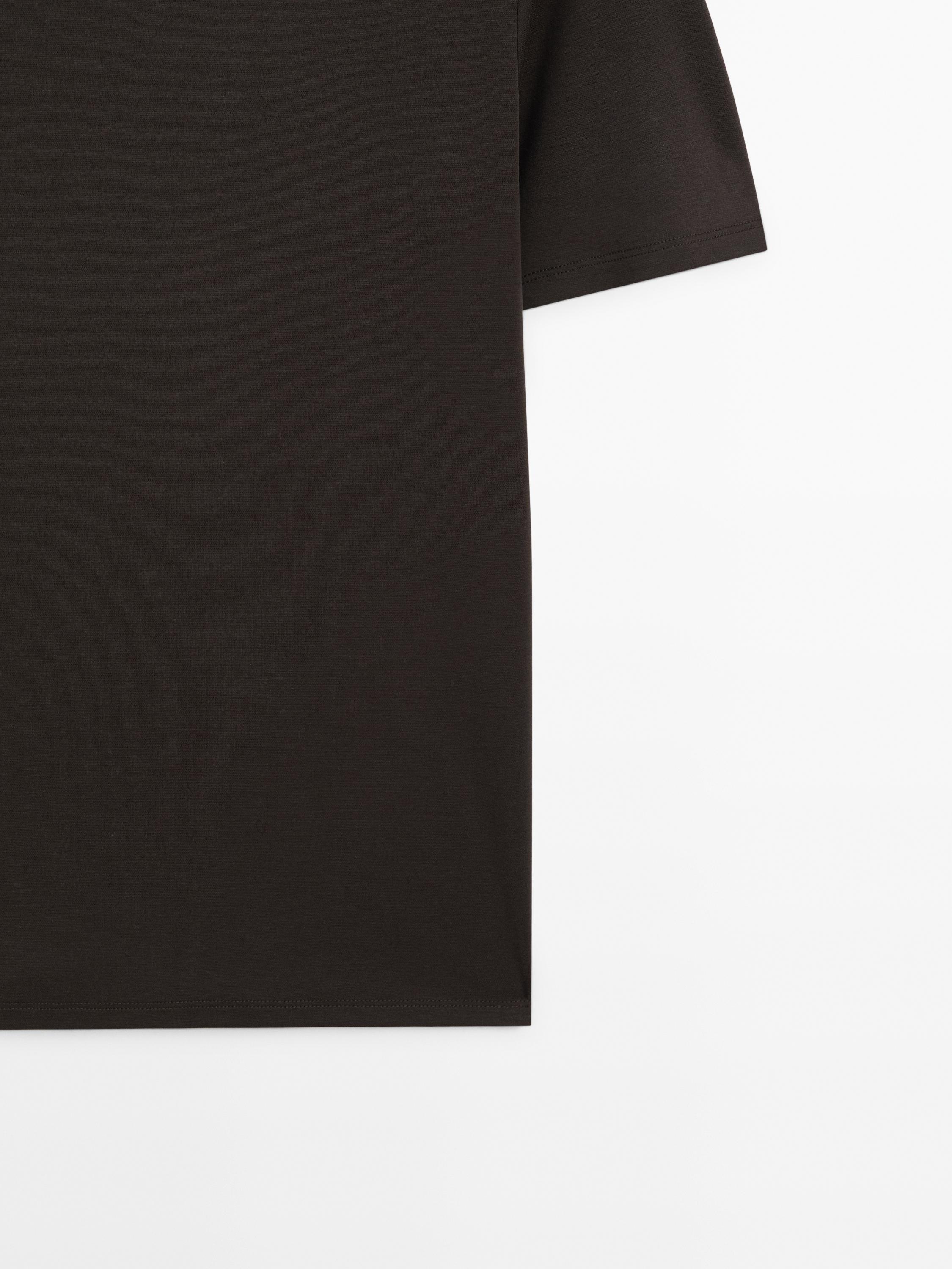 Short sleeve cotton and silk T-shirt — CHARCOAL GREY