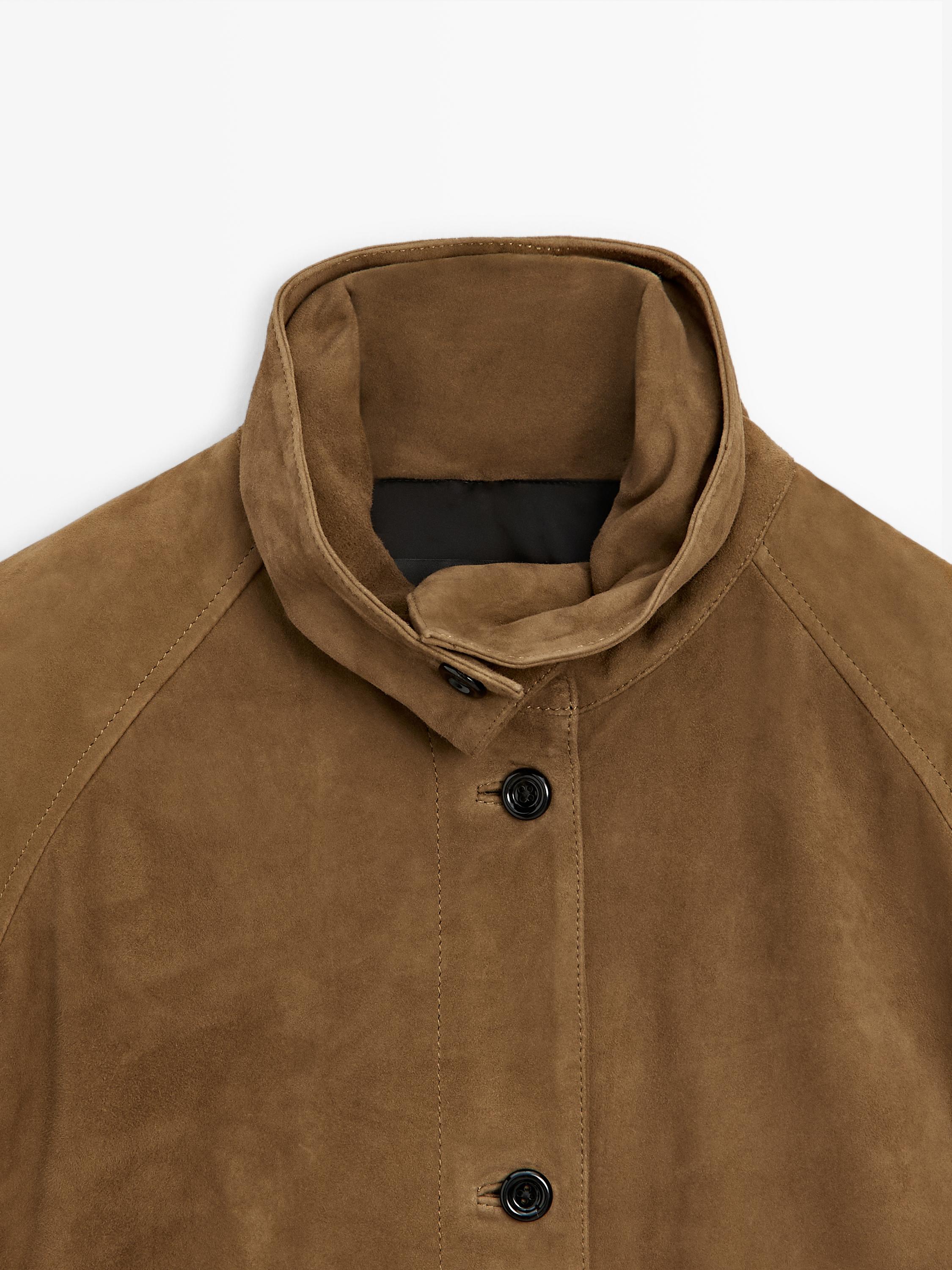 Short suede leather bomber jacket — Washed