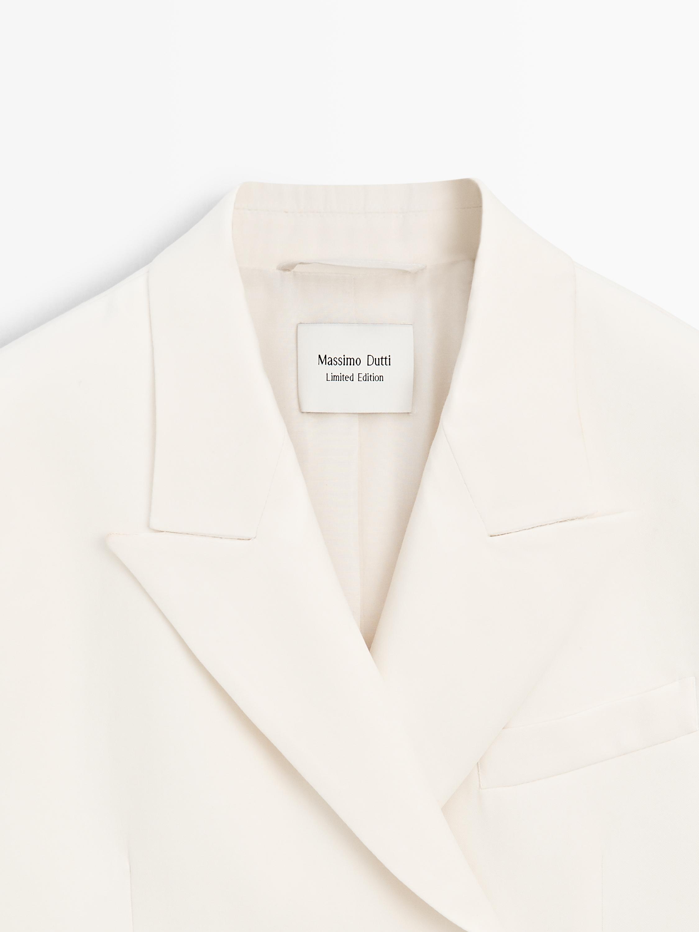 Veste Blazer Métallique Jaune Et Blanc Massimo Dutti Taille M Neuve - 44% Coton