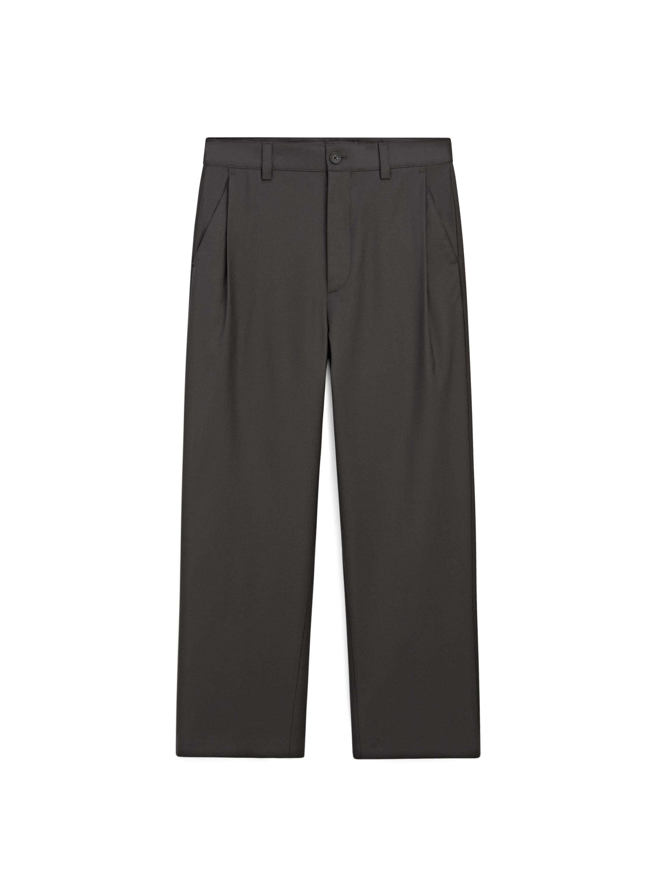 Relaxed fit wool blend trousers — STEEL