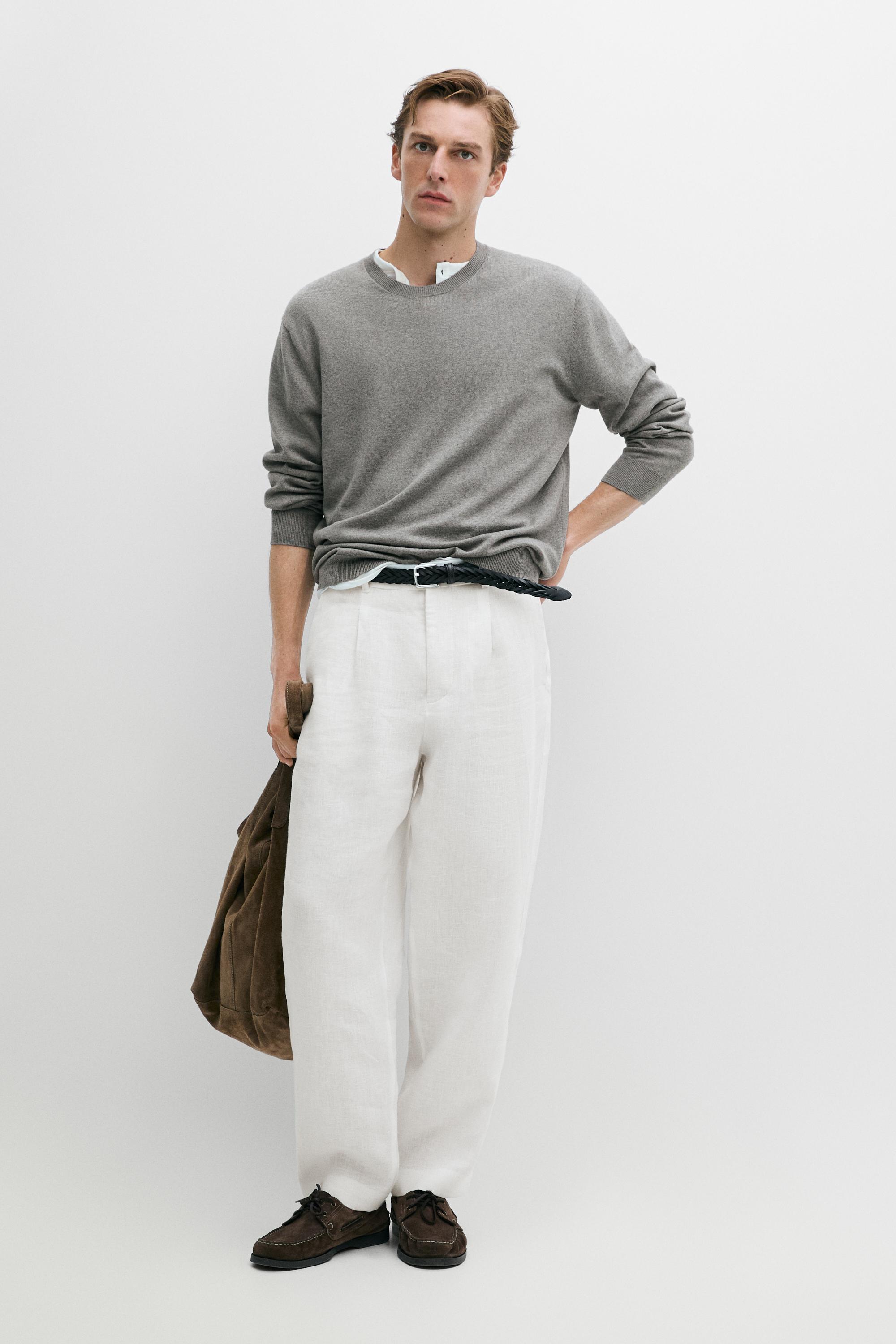 Maglia Lavorata In Misto Cotone - Grigio Antracite - S - Massimo Dutti - Male-image