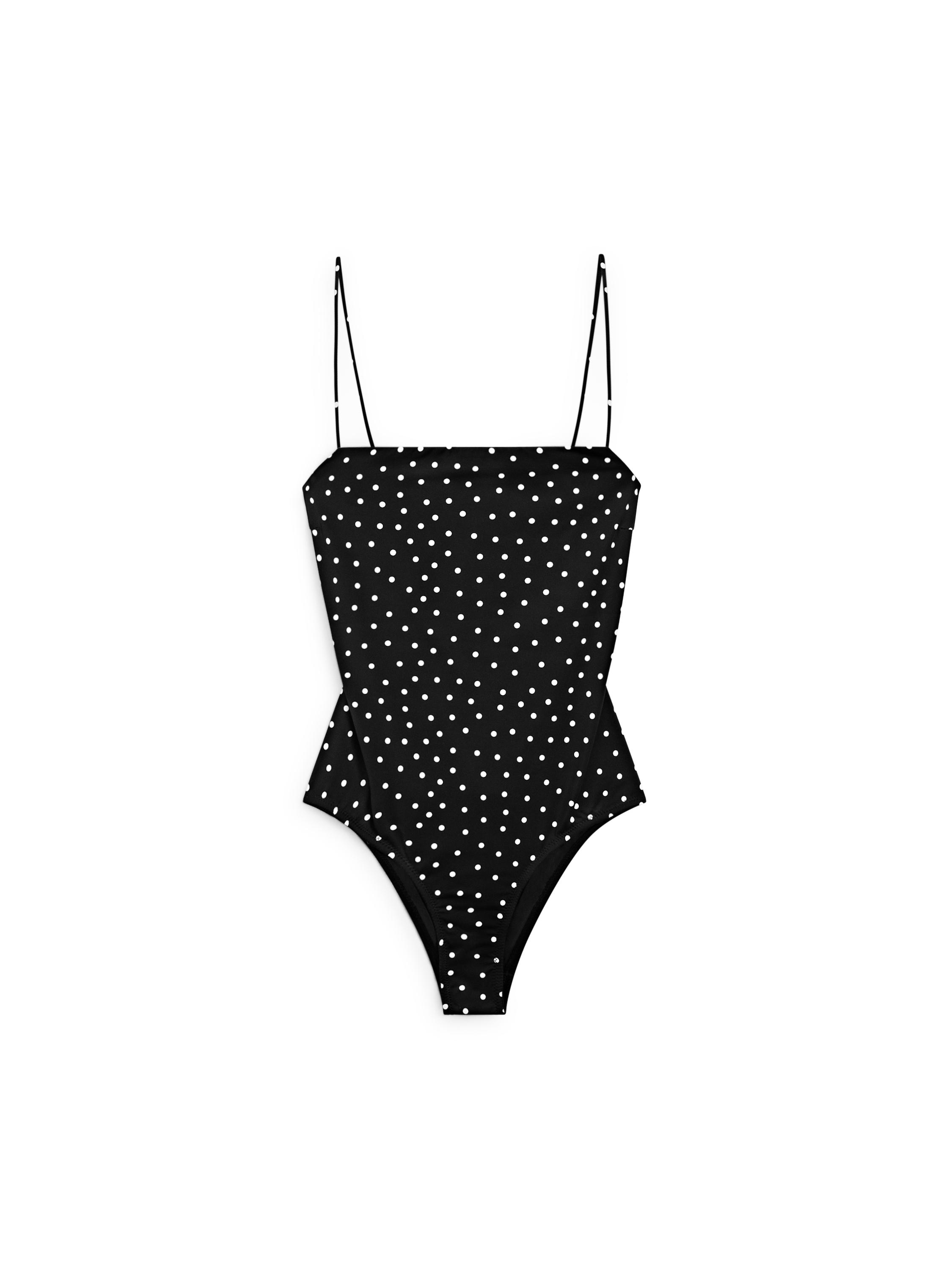 Polka dot print swimsuit — BLACK
