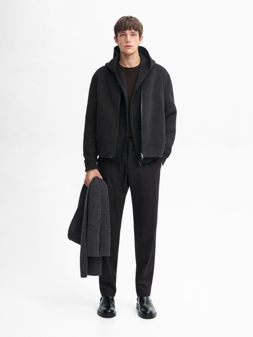 Veste bomber double en laine m?�lang?�e ?� Marengo ?� Habill?� | Massimo Dutti