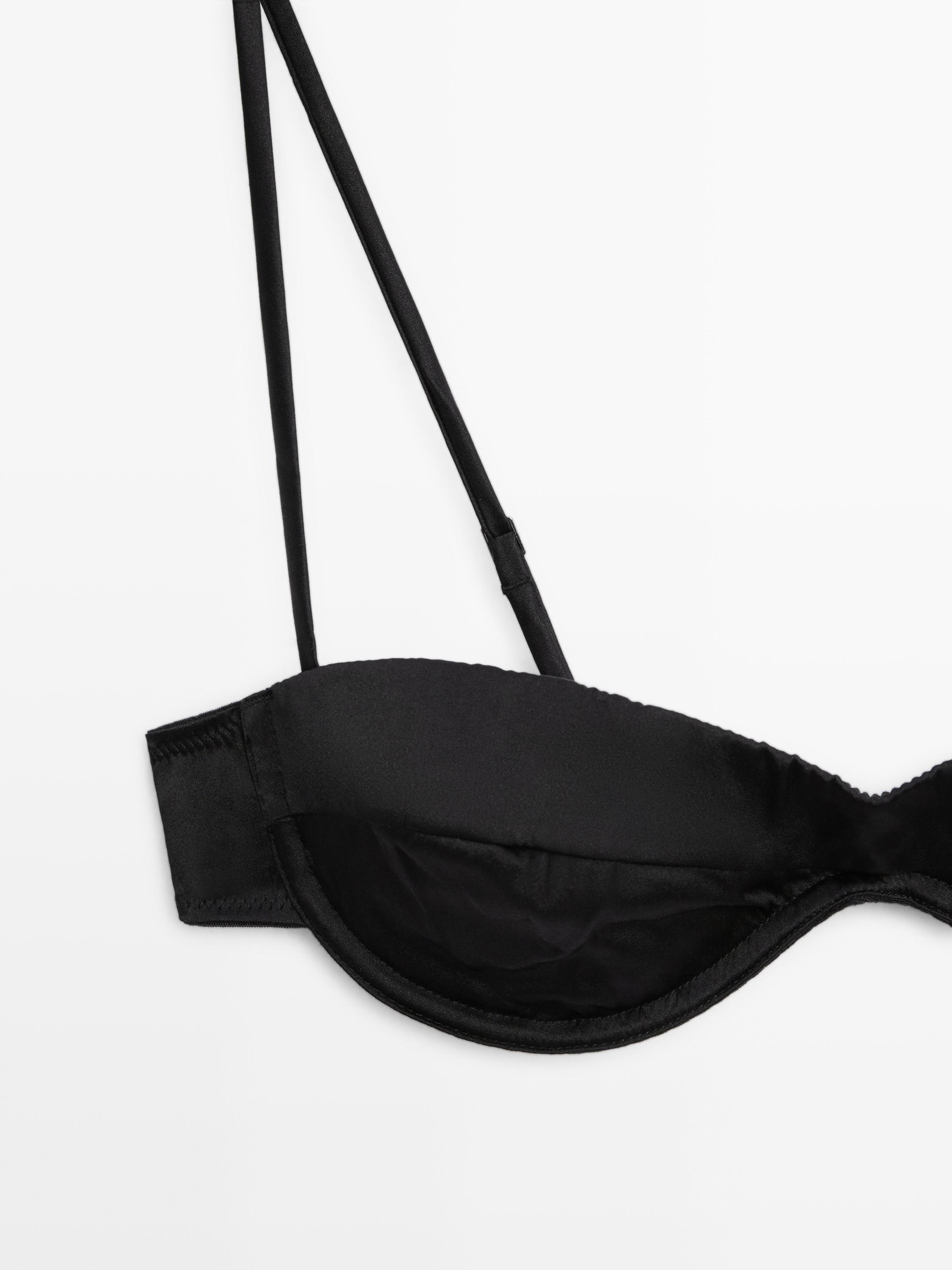 Bandeau top with underwire and seam detail — BLACK
