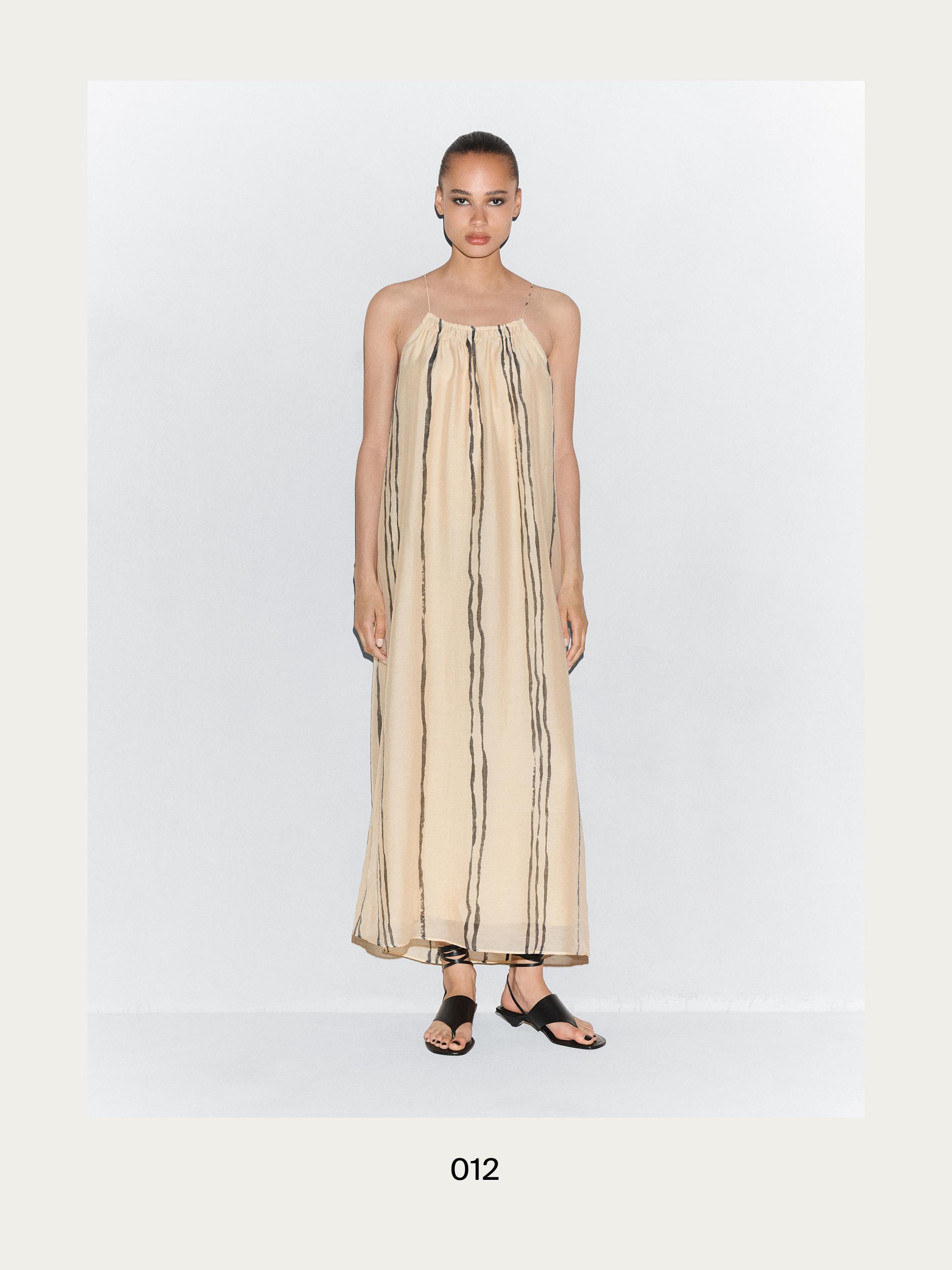 Flowing stripe print midi dress