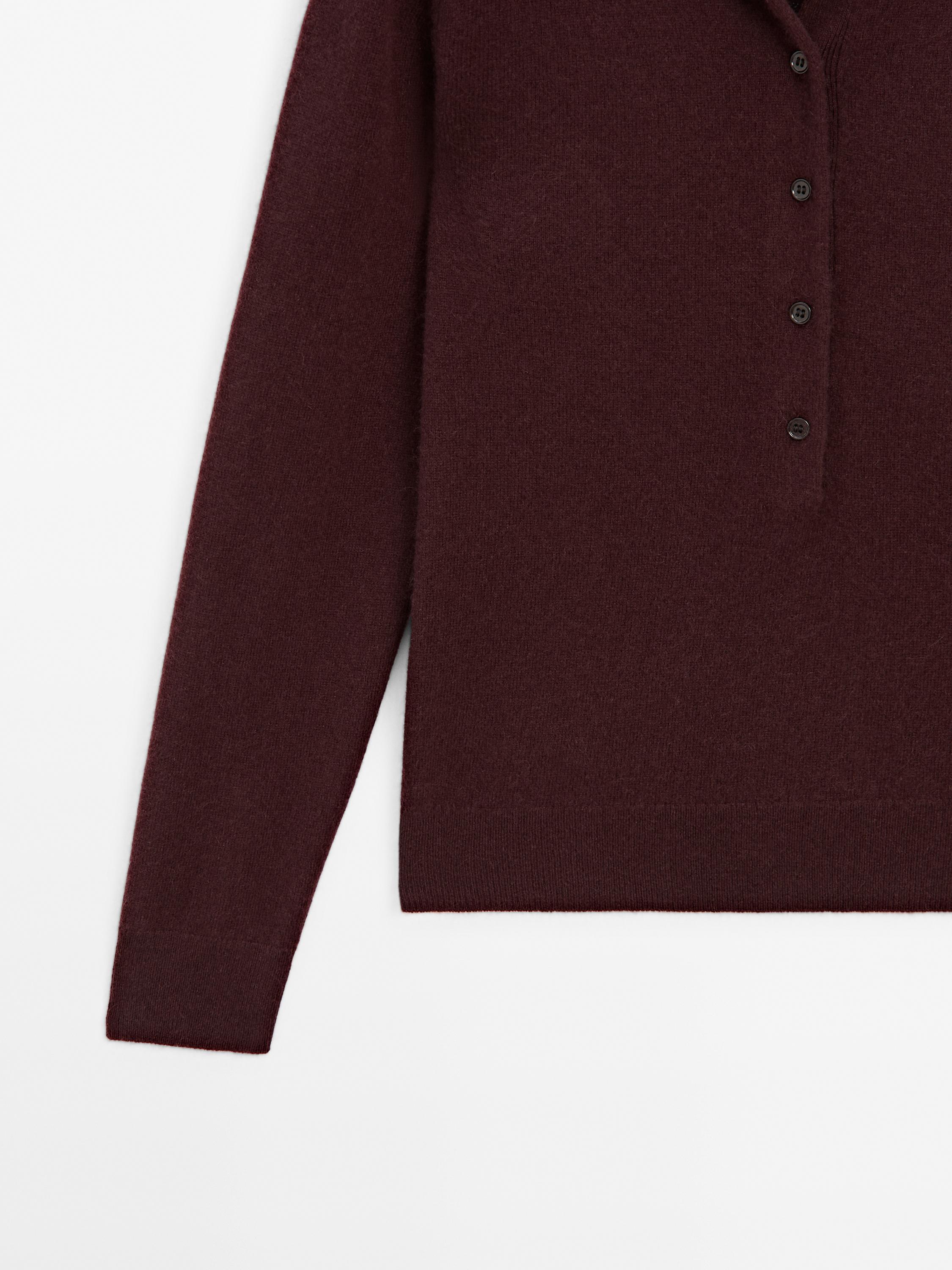 100% cashmere knit polo sweater