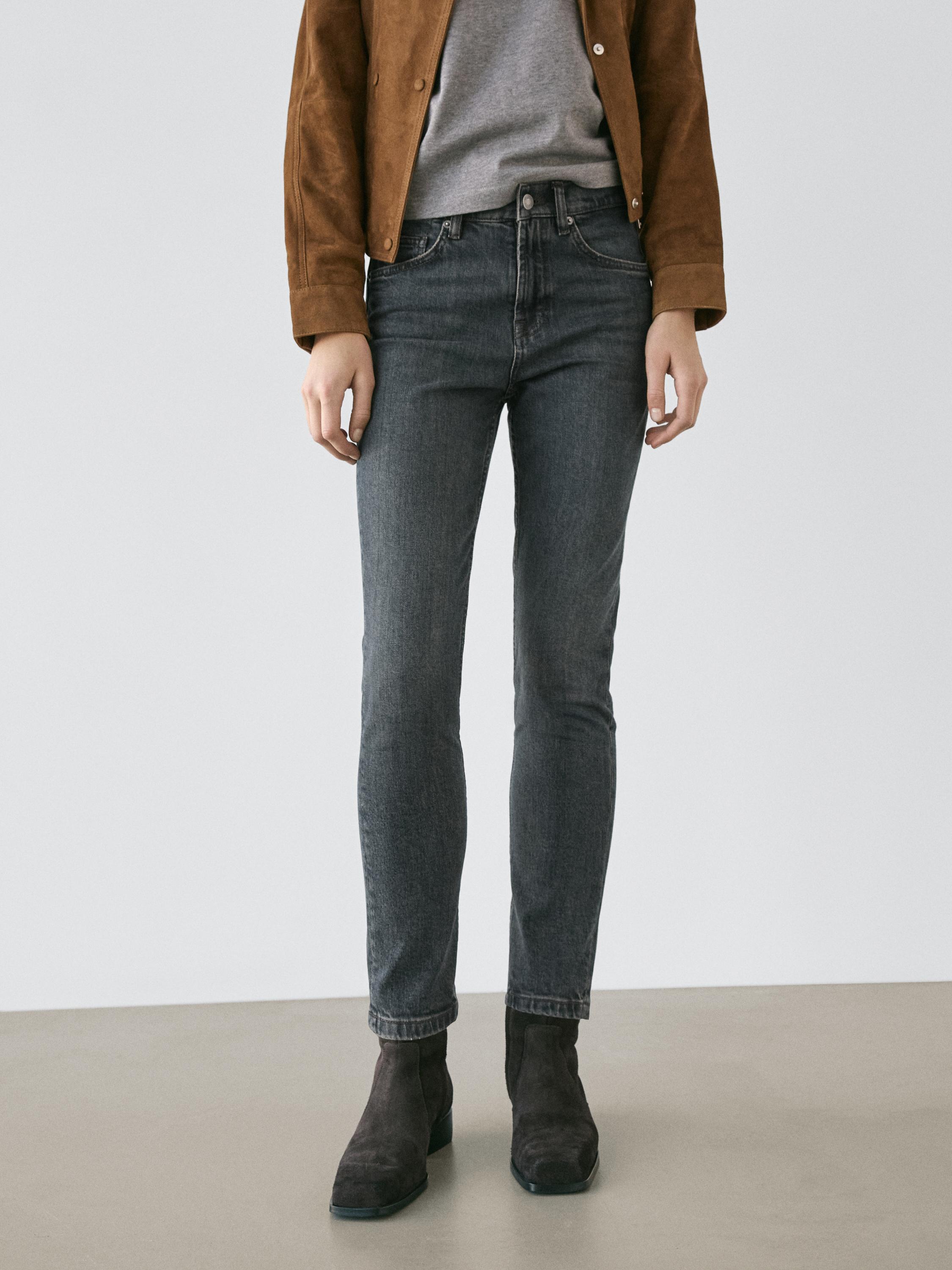 Mid-rise cropped slim fit jeans — Dark blue