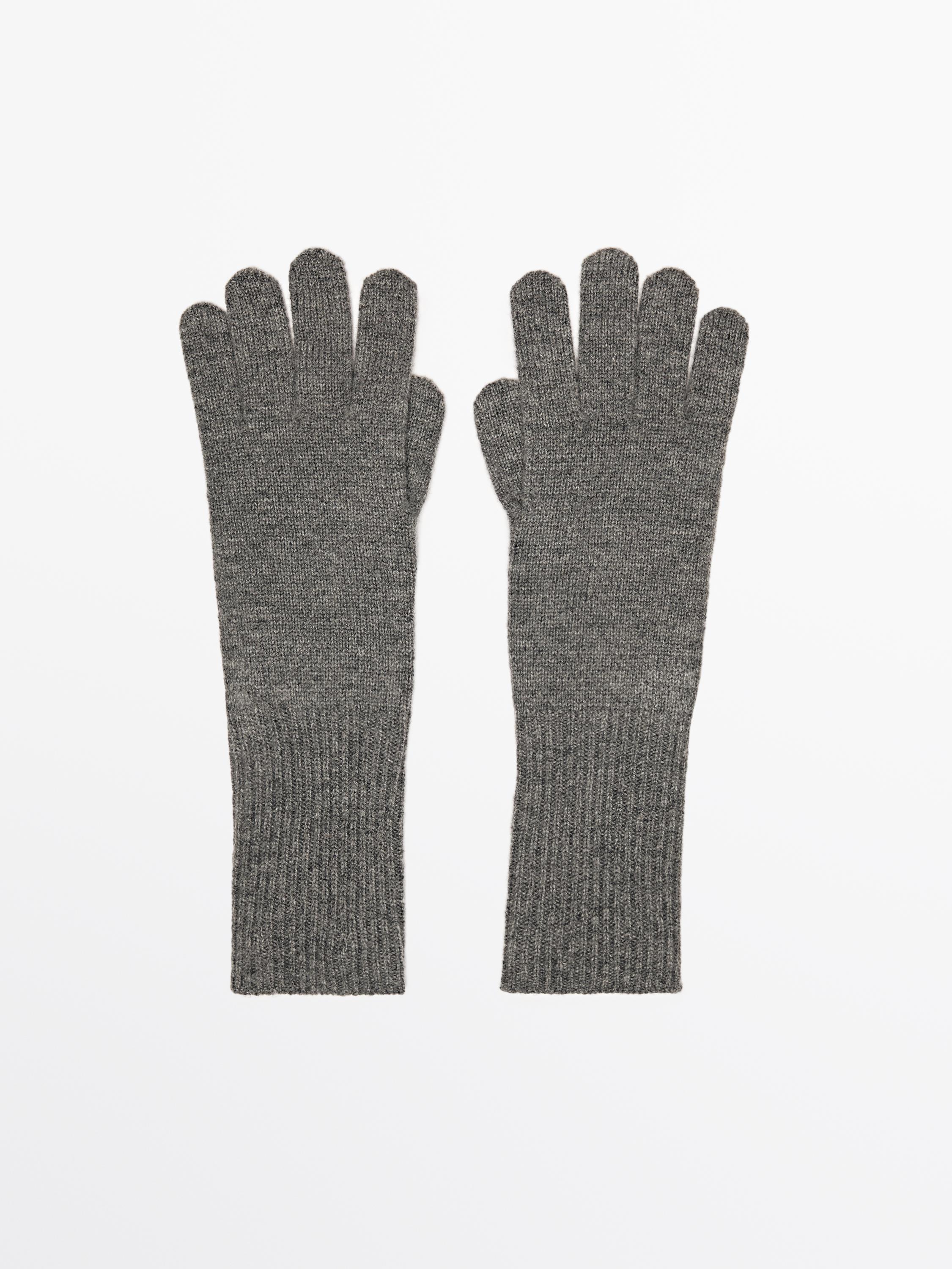 Long thin wool blend gloves