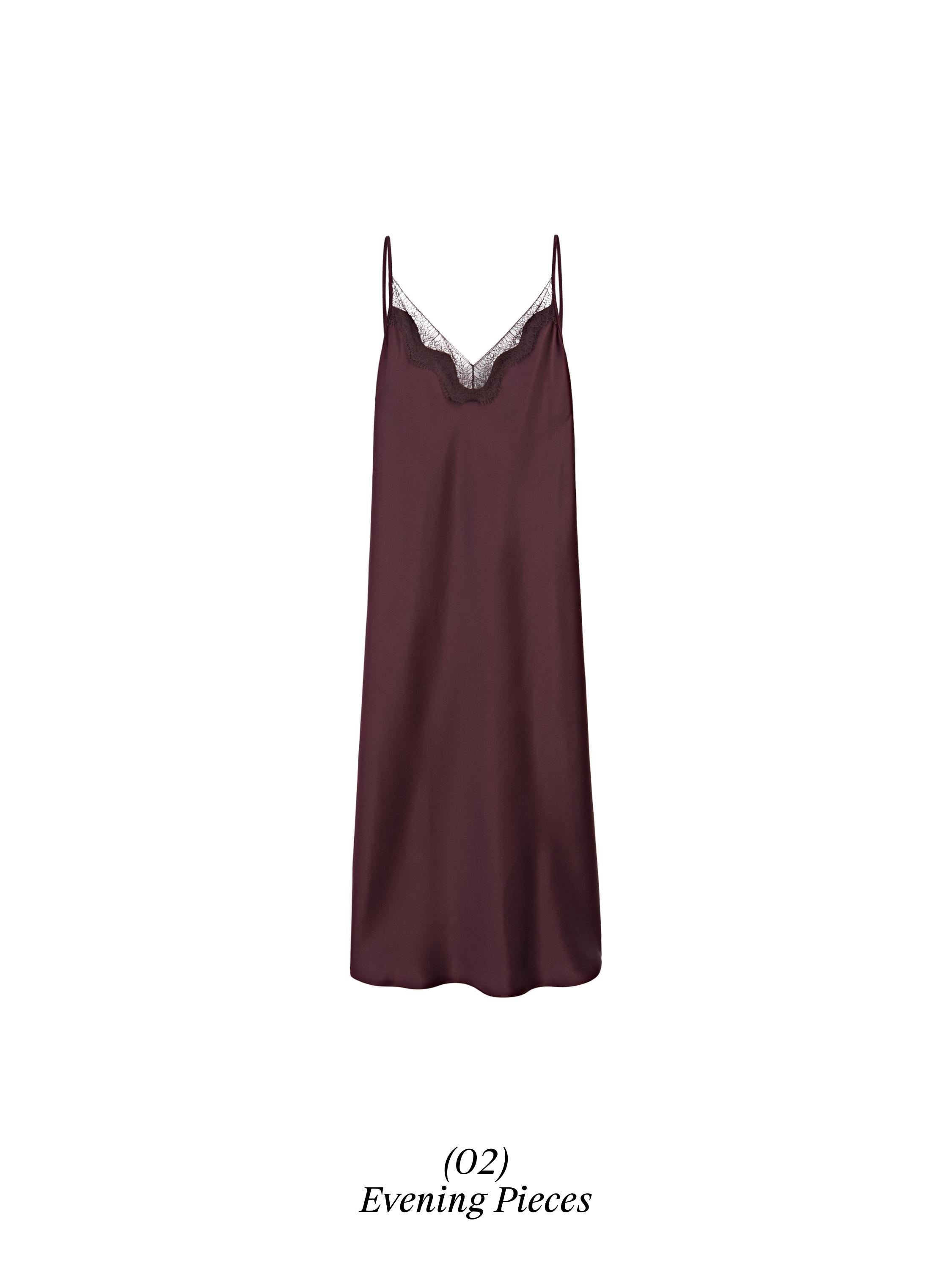 Flowing midi slip dress — BURGUNDY