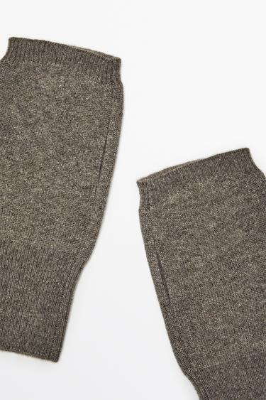 100% cashmere knit mittens — DARK KHAKI 3
