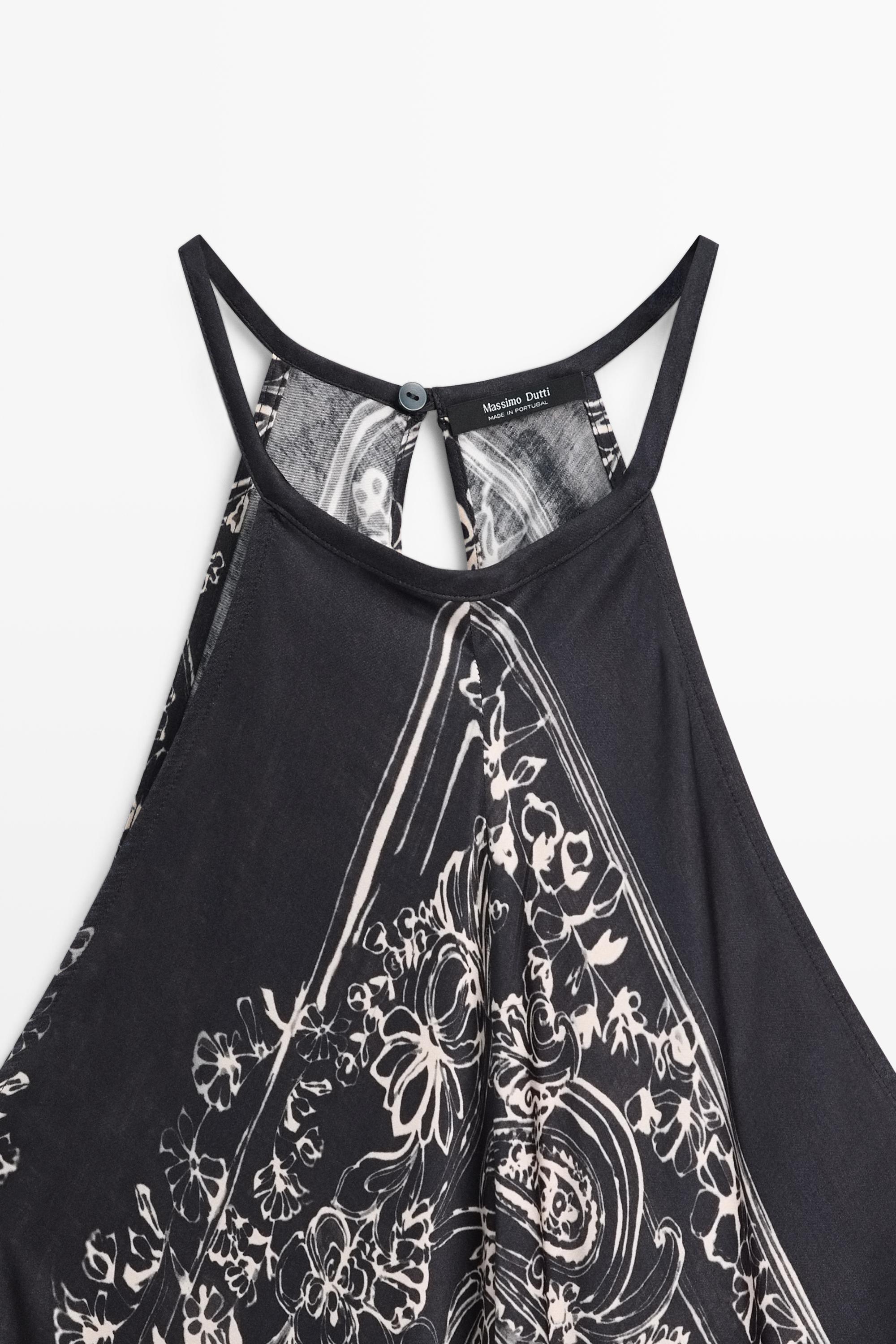 Long flowing paisley halter dress — Blue