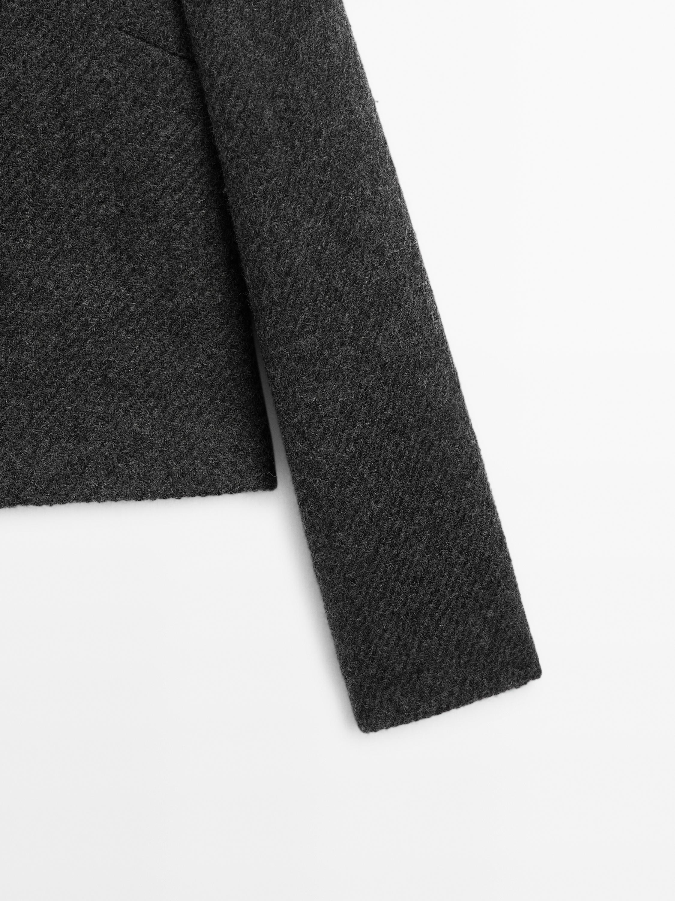 Veste courte texturée en laine mélangée