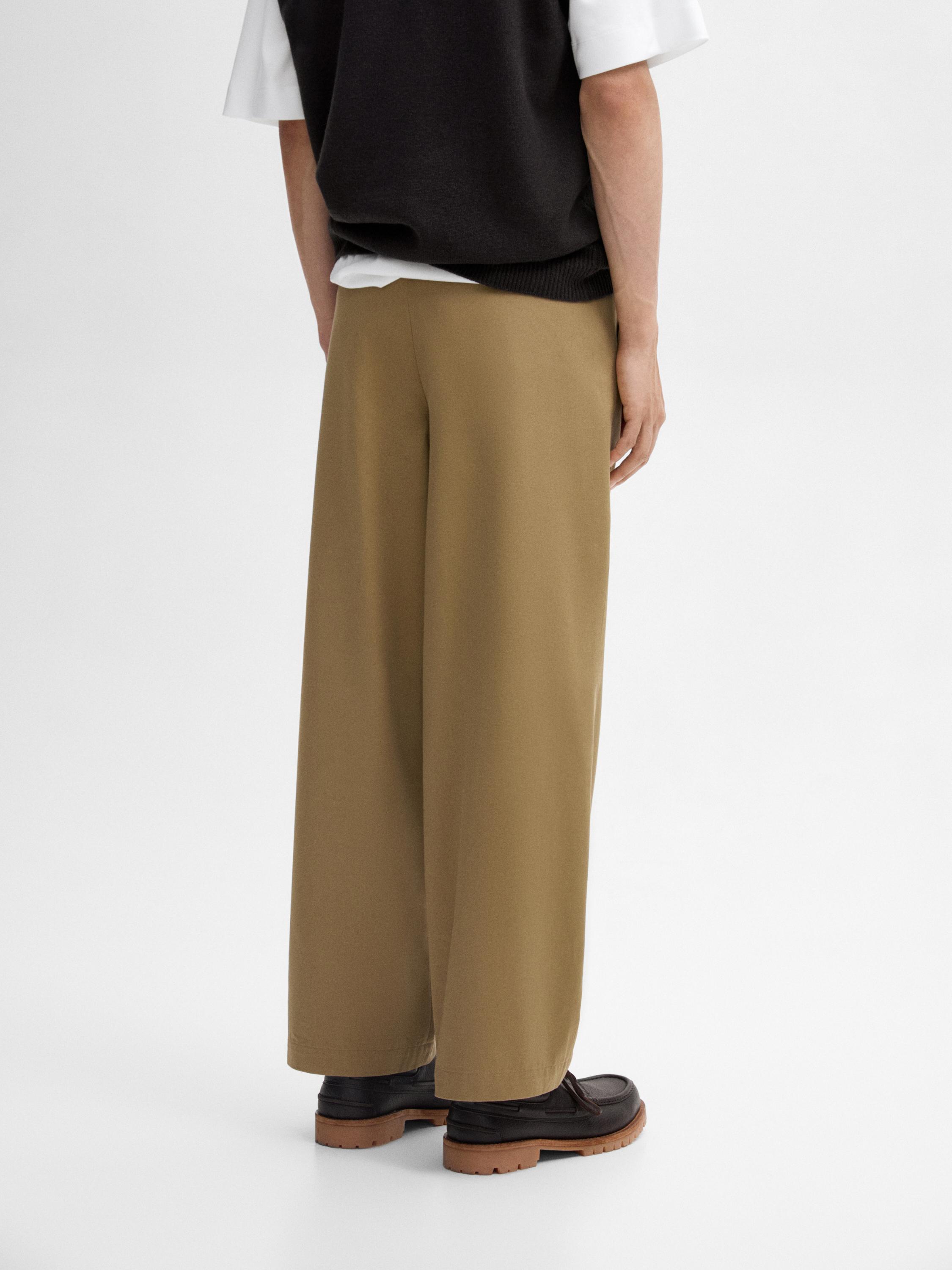 Wide-leg twill trousers