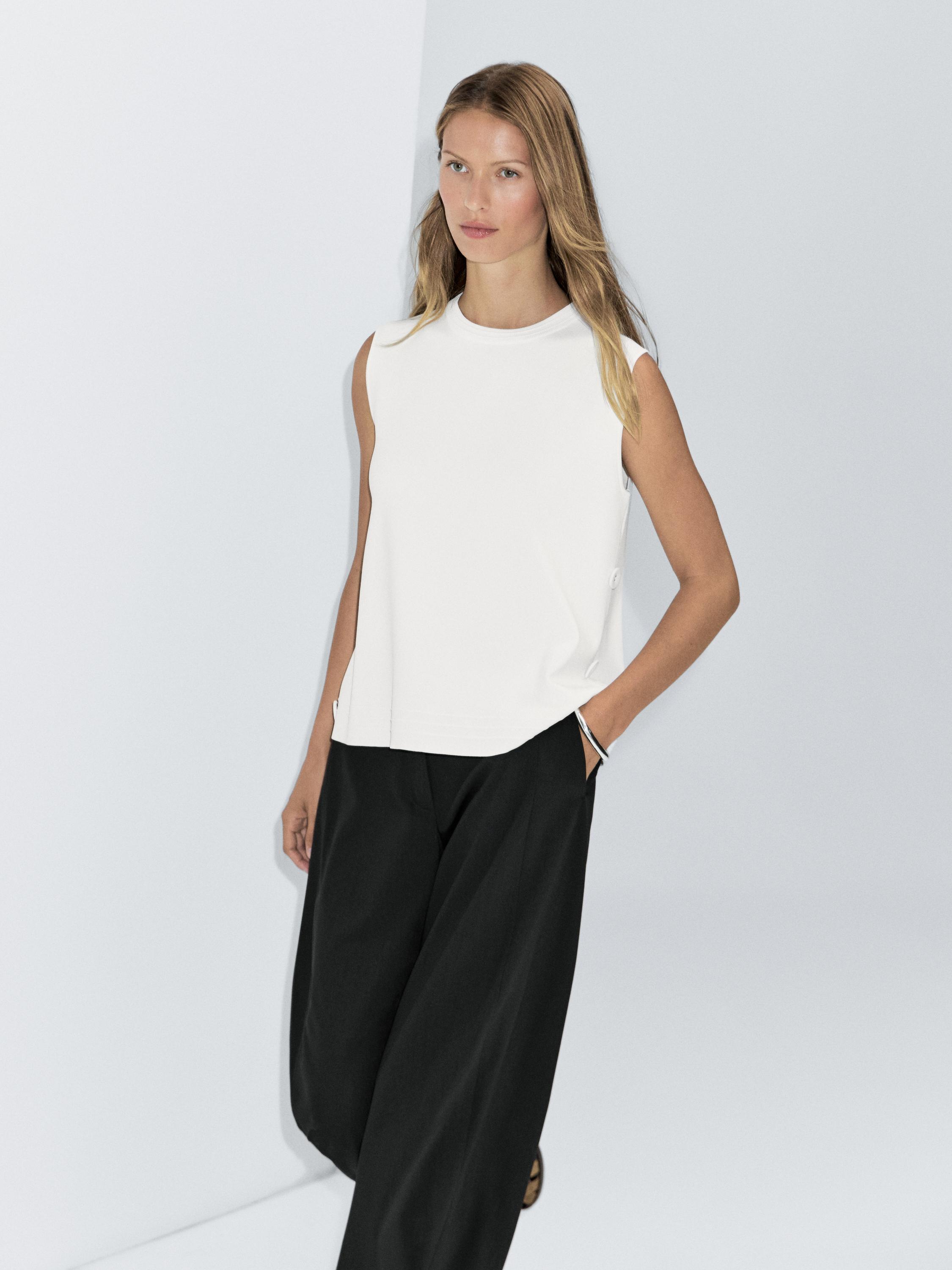 Knit top with side buttons