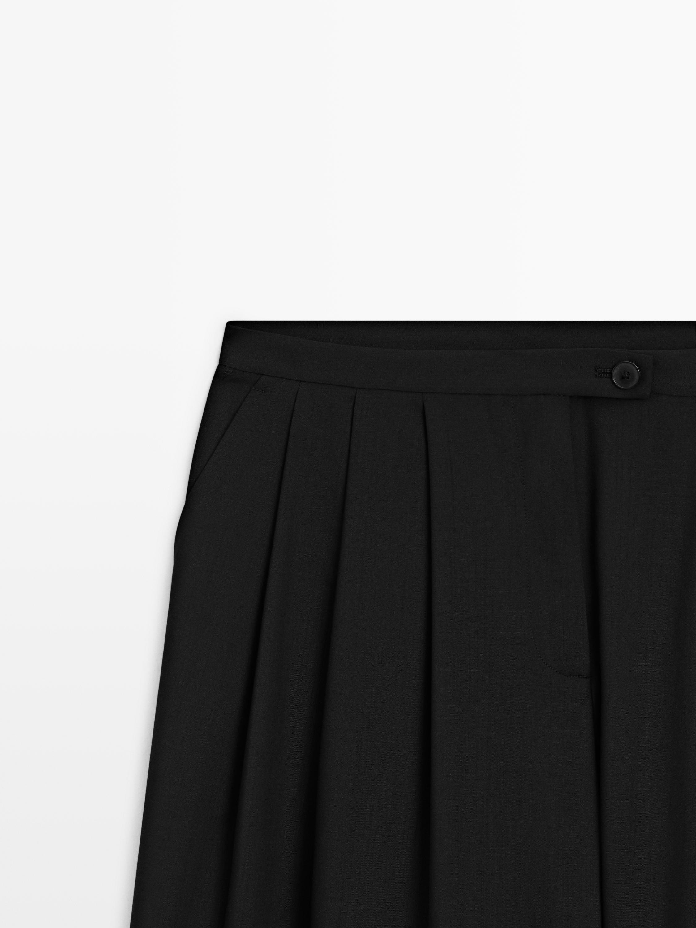 Flowing trousers with darts — BLACK