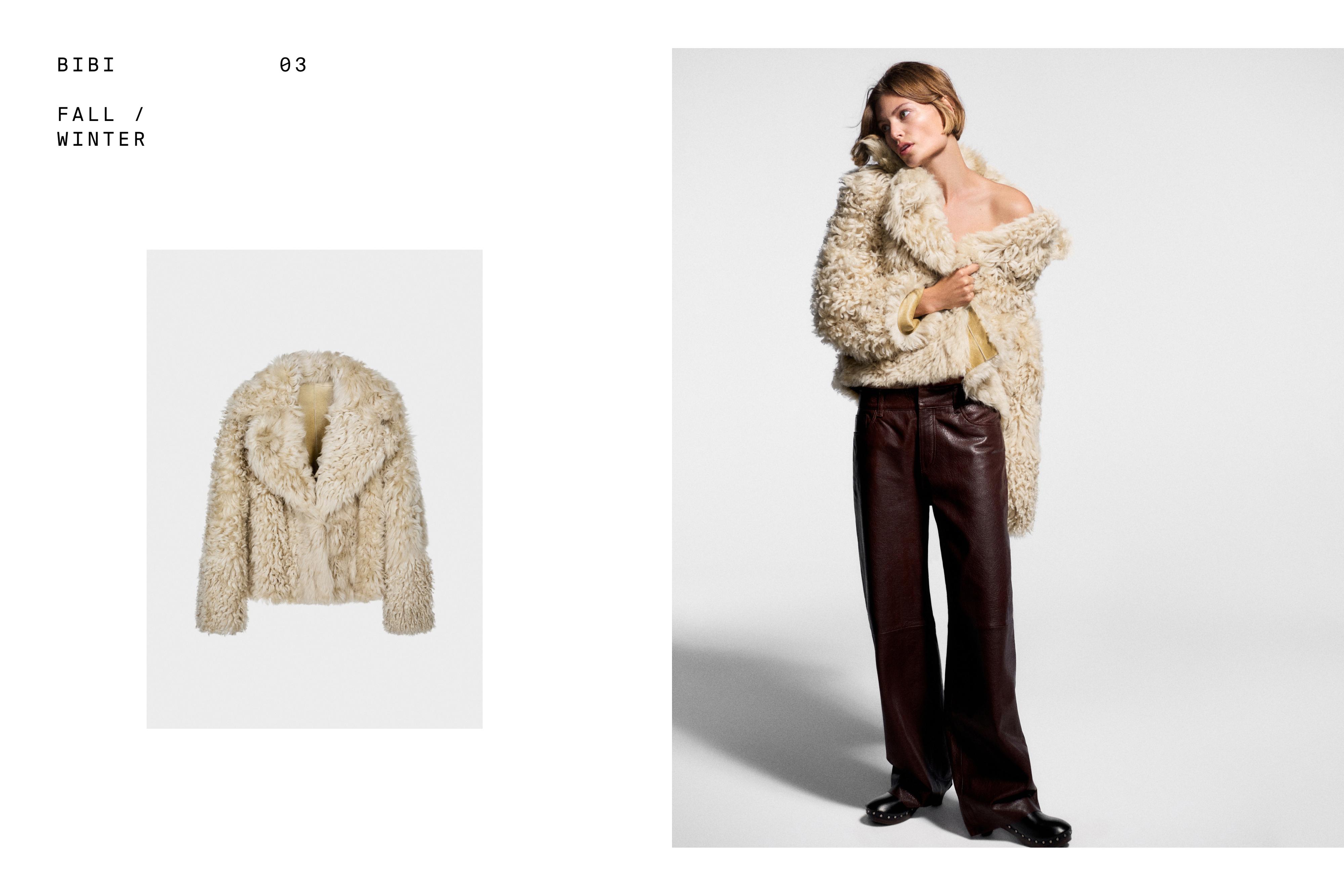 Short leather coat with fur - STUDIO — CREAM