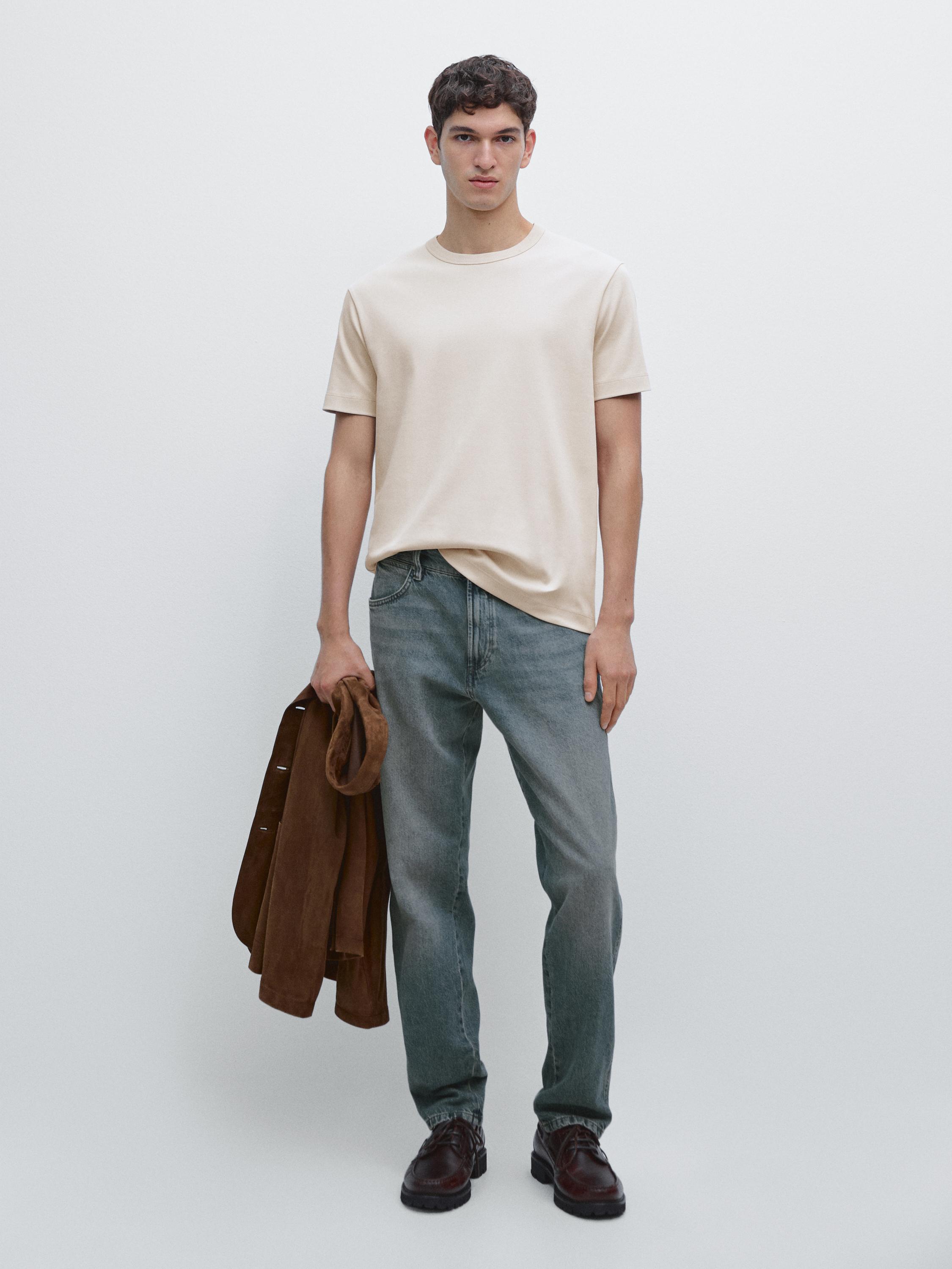 100% cotton short-sleeve T-shirt — STONE