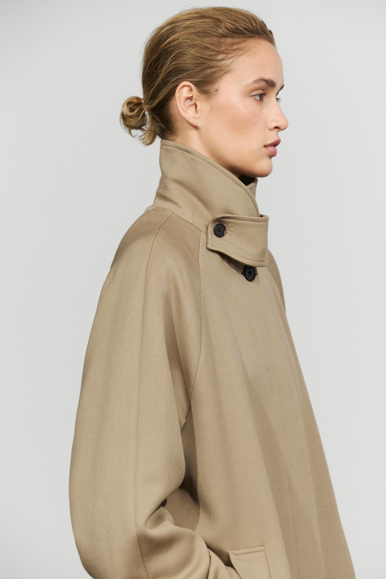 100% wool raglan sleeve coat — BEIGE