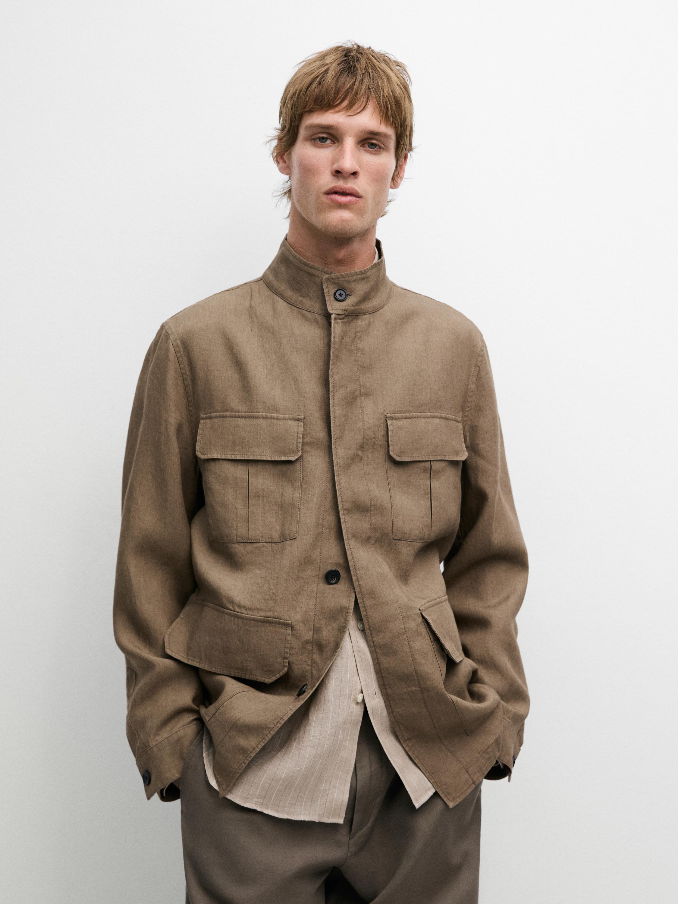 Safarijakke i 100 % lin