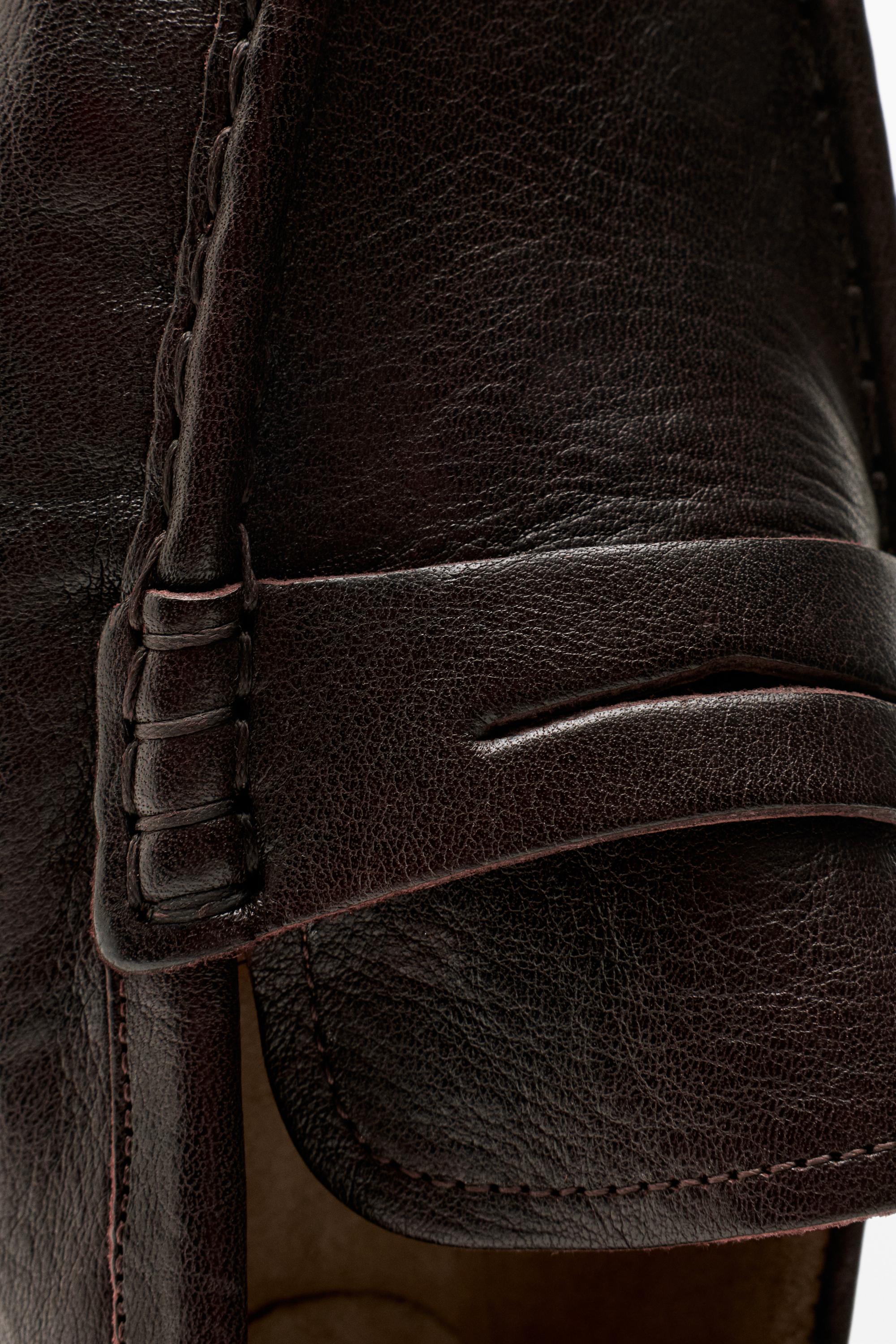 Soft leather penny loafer — BROWN
