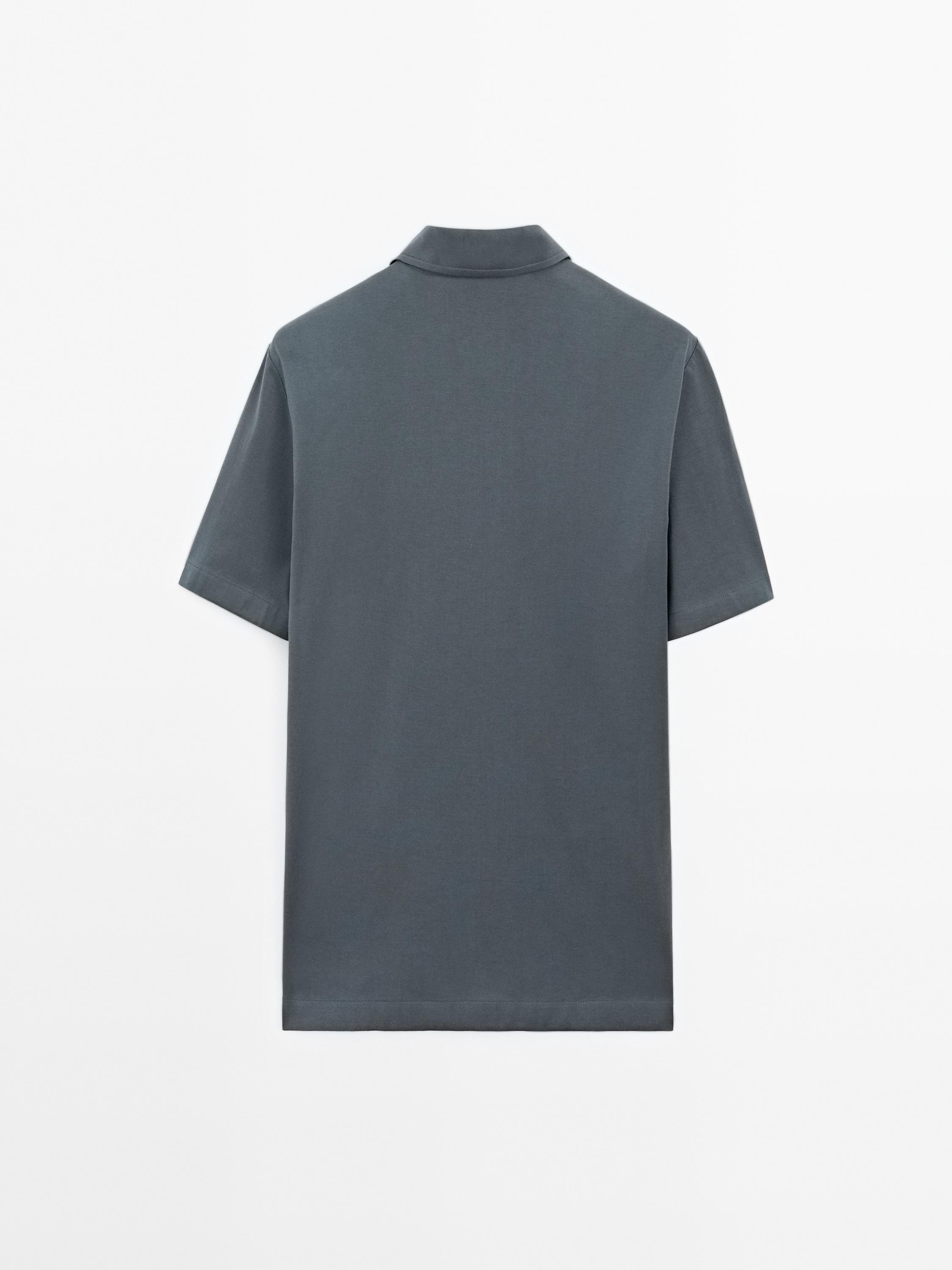 Slim fit cotton blend polo shirt