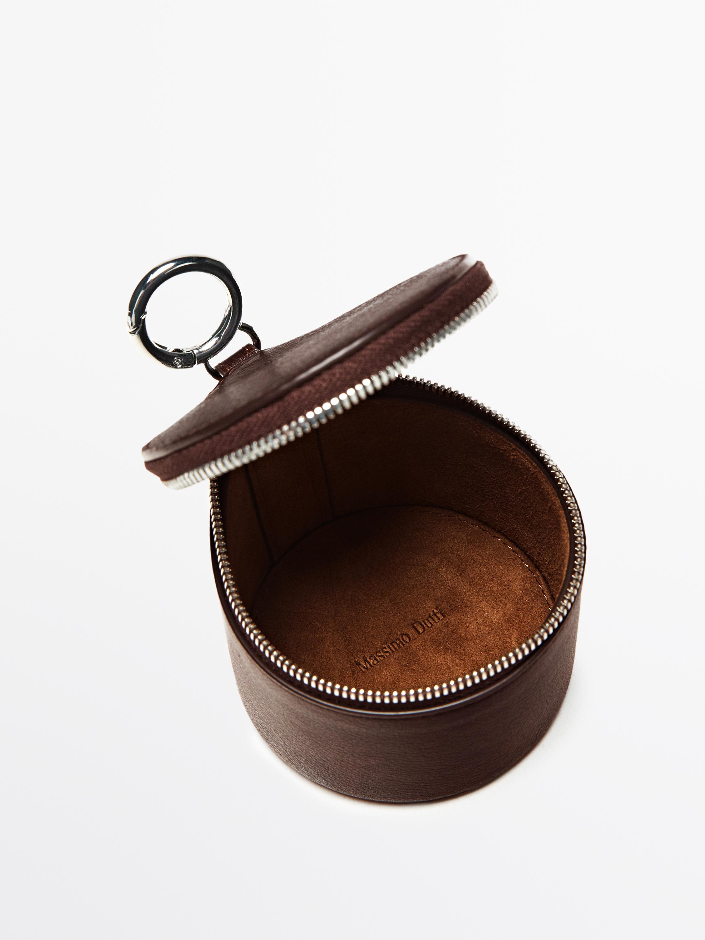 Sac rond à bijoux en cuir nappa