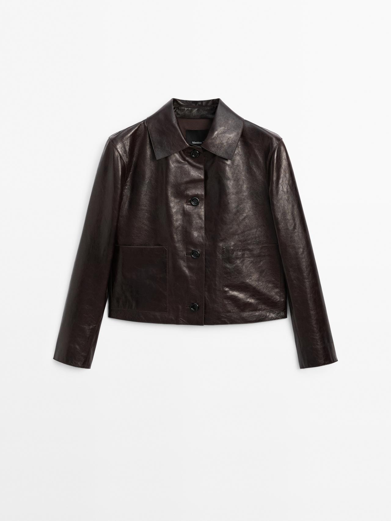 Massimo Dutti - Dame - Crunch-Jakke I Nappaskind - Brun - S