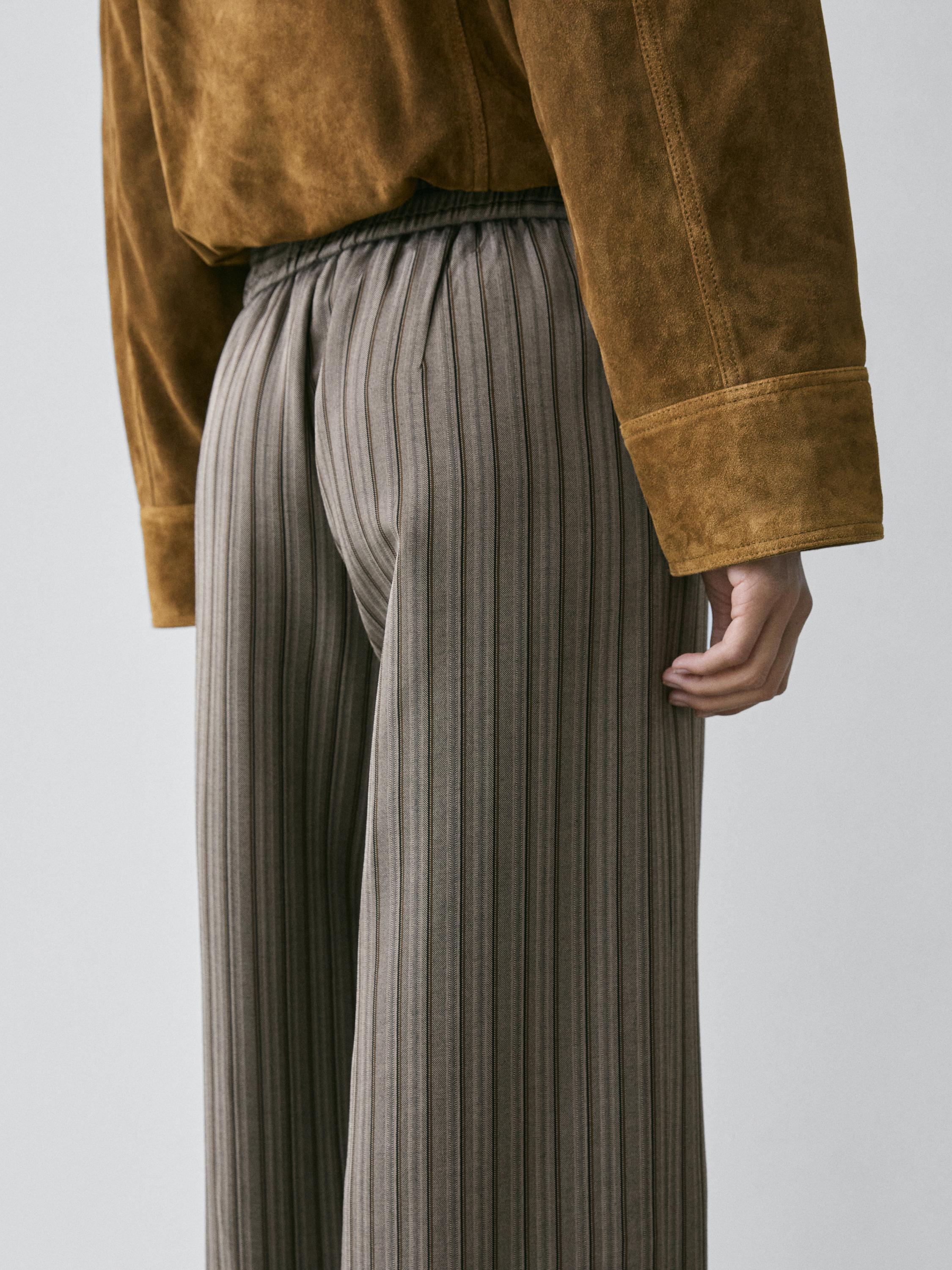Wide-leg trousers with striped details — GREY