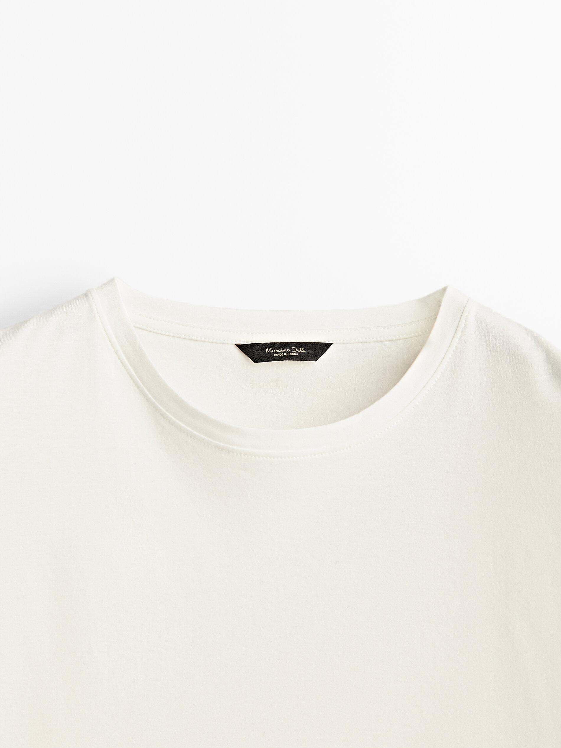 100% mercerised cotton T-shirt — CREAM