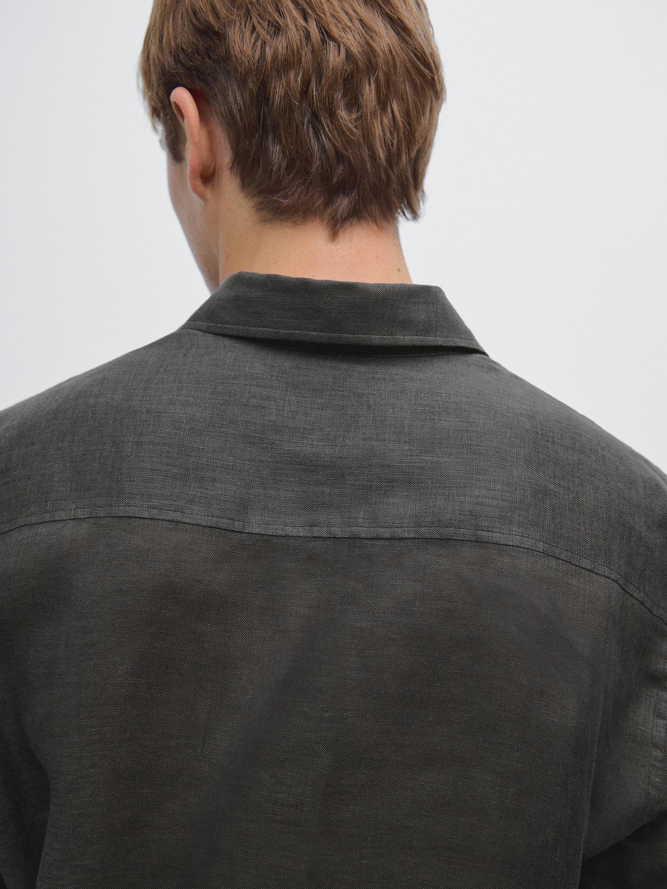 Camisa regular fit 100% lino