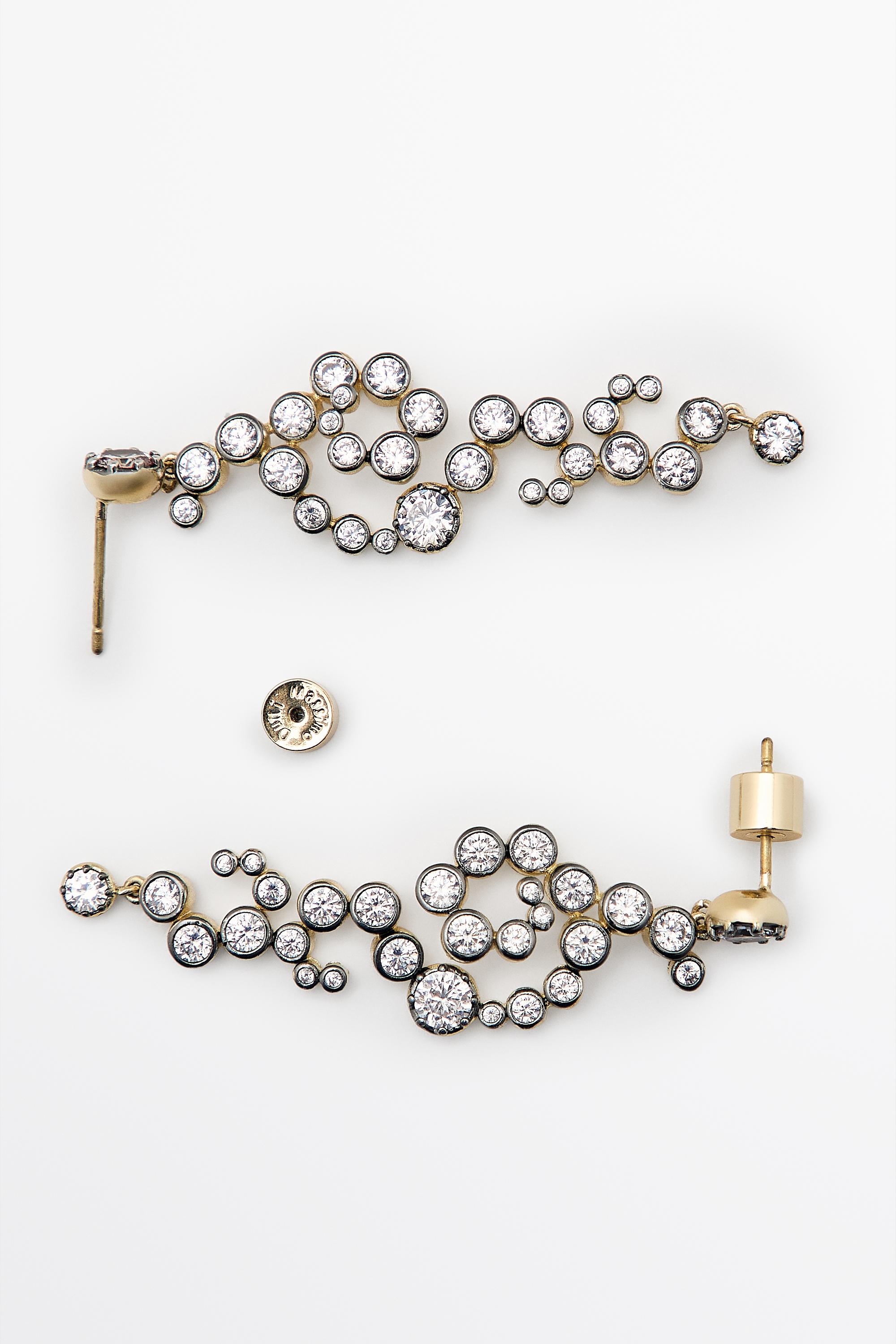 Spiral rhinestone dangle earrings — GOLDEN
