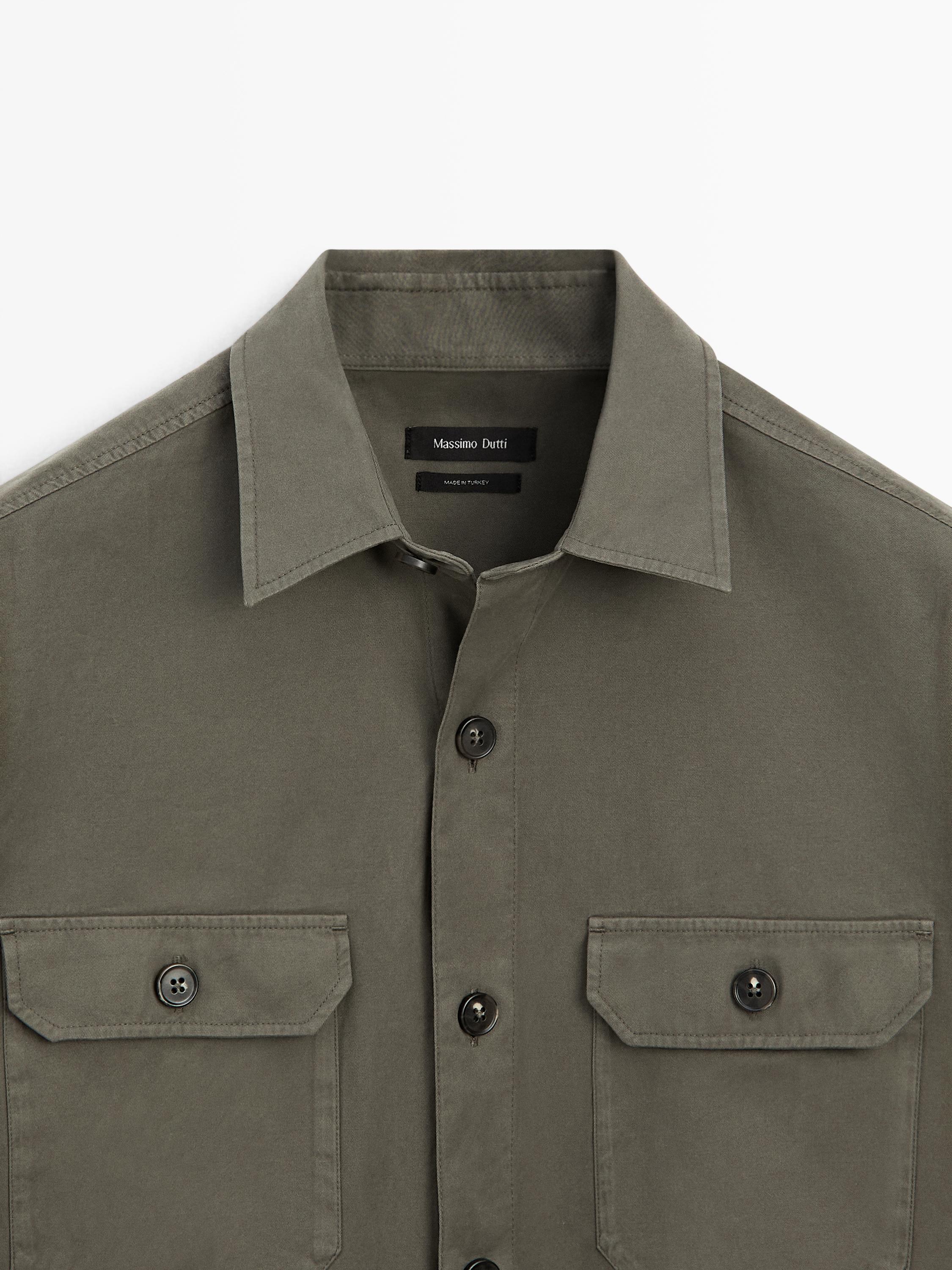 Cotton overshirt with pockets — GREEN