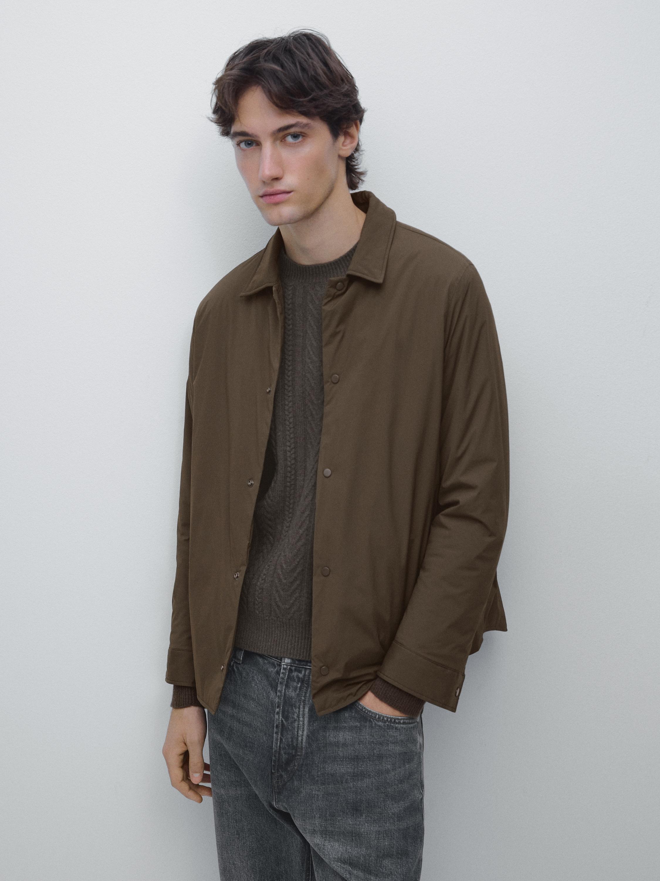 Lightweight water-repellent padded overshirt — KHAKI