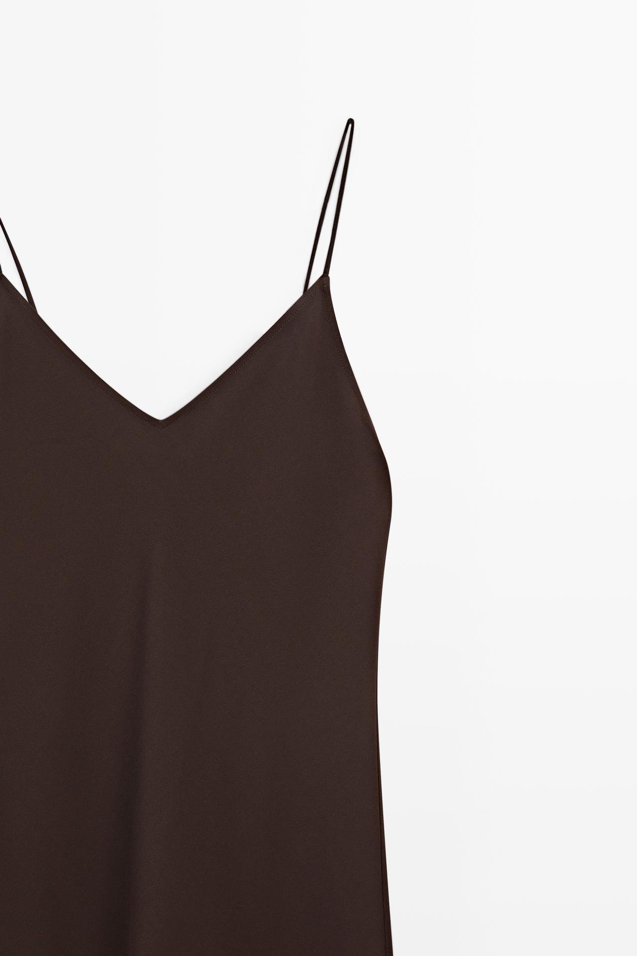 Flowing spaghetti strap midi dress — BROWN
